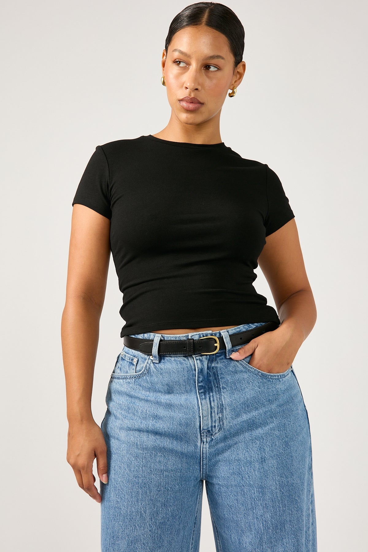 Perfect Stranger Cap Sleeve Tee Black