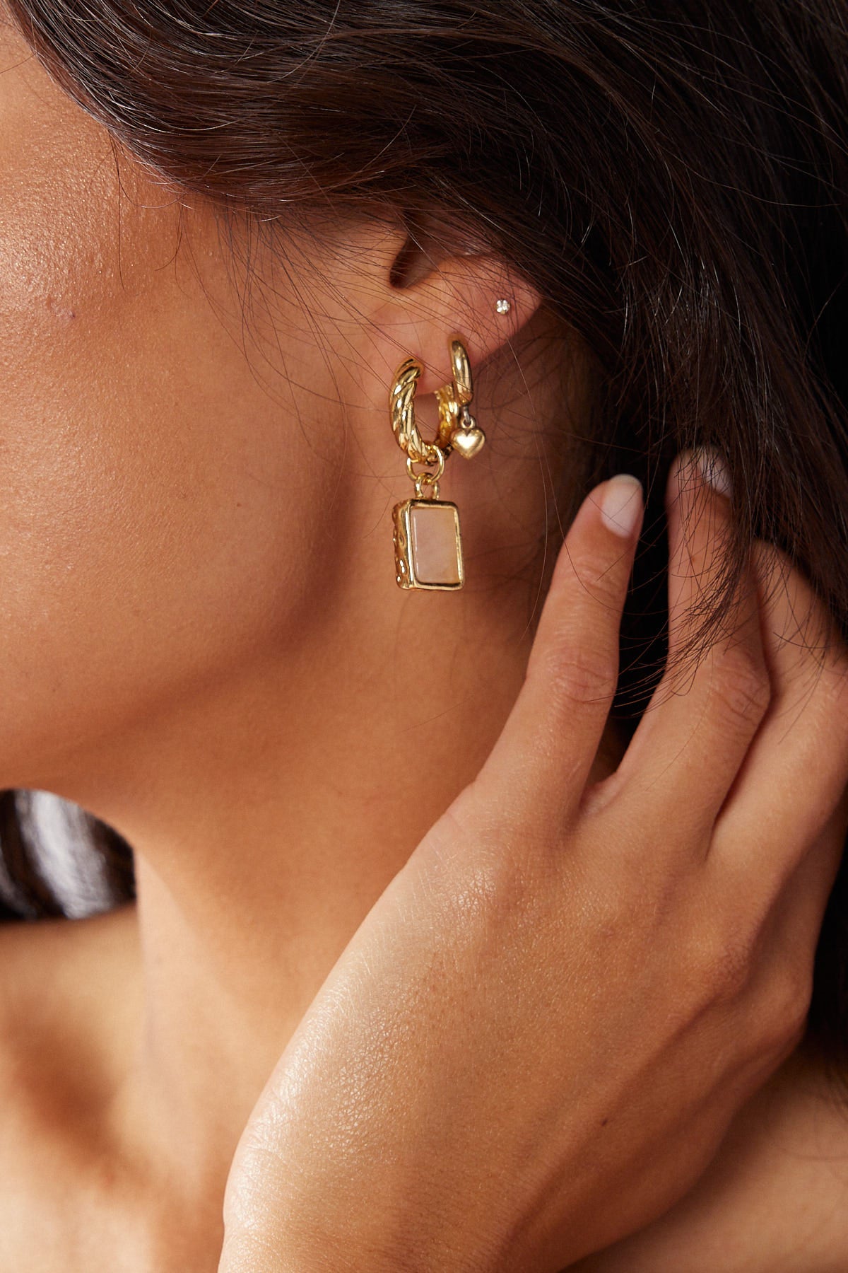 Perfect Stranger True Gem Huggie Earring 18K Gold Plated