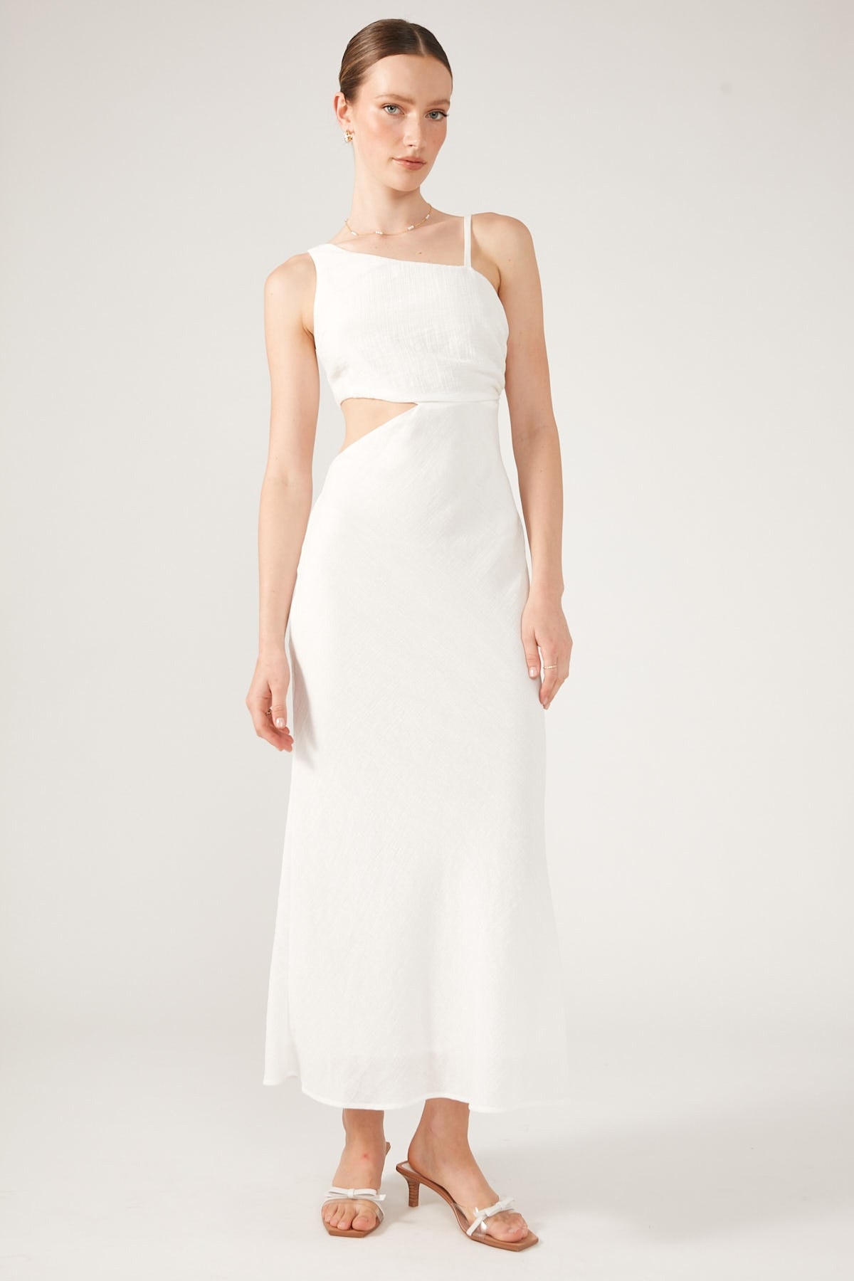 Perfect Stranger Golden Hour Textured Midi Dress White