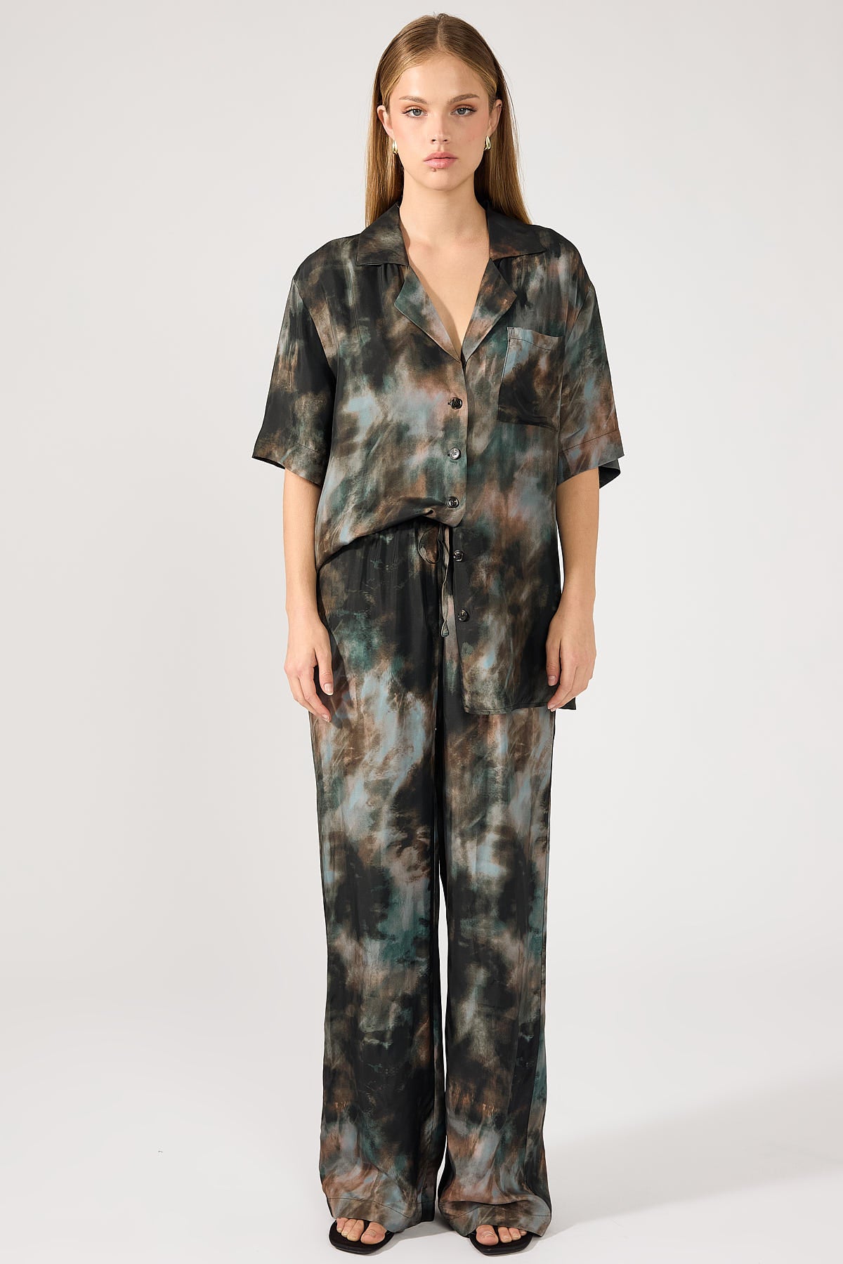 Perfect Stranger Marble Rain Cupro Pant Black Print