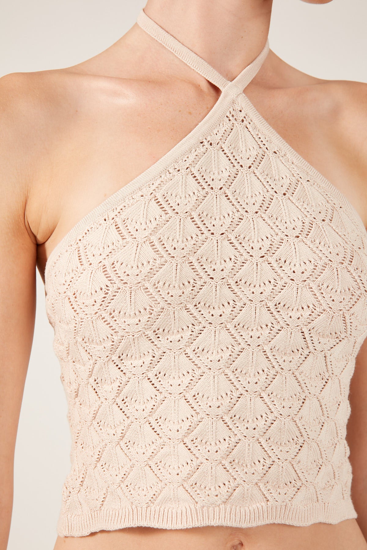 Perfect Stranger Golden Hour Crochet Halter Top Nude