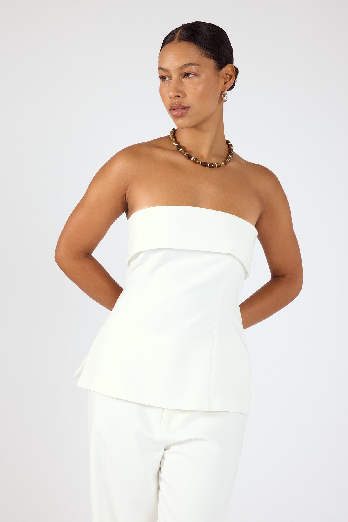 Perfect Stranger Luca Strapless Long Line Top White