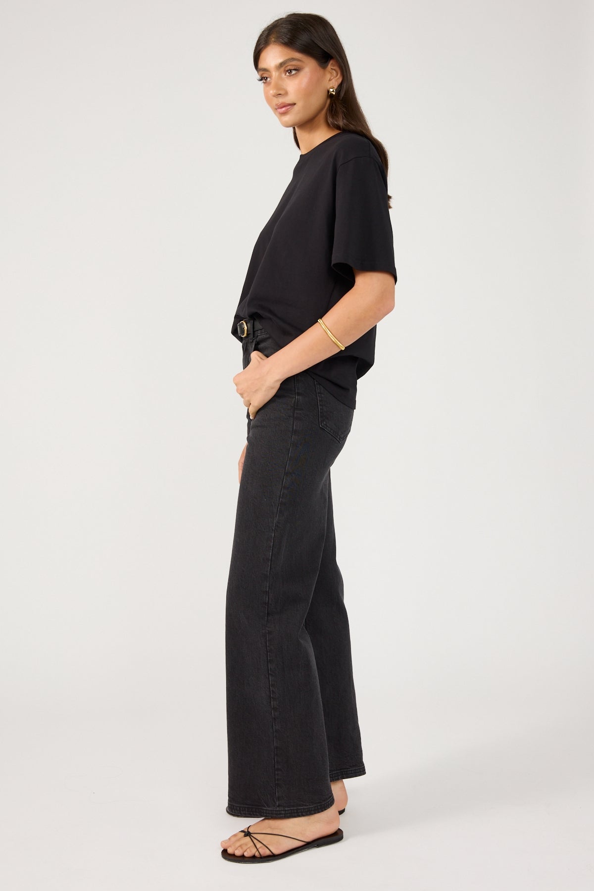 Perfect Stranger High Rise Wide Leg Jean Washed Black Washed Black