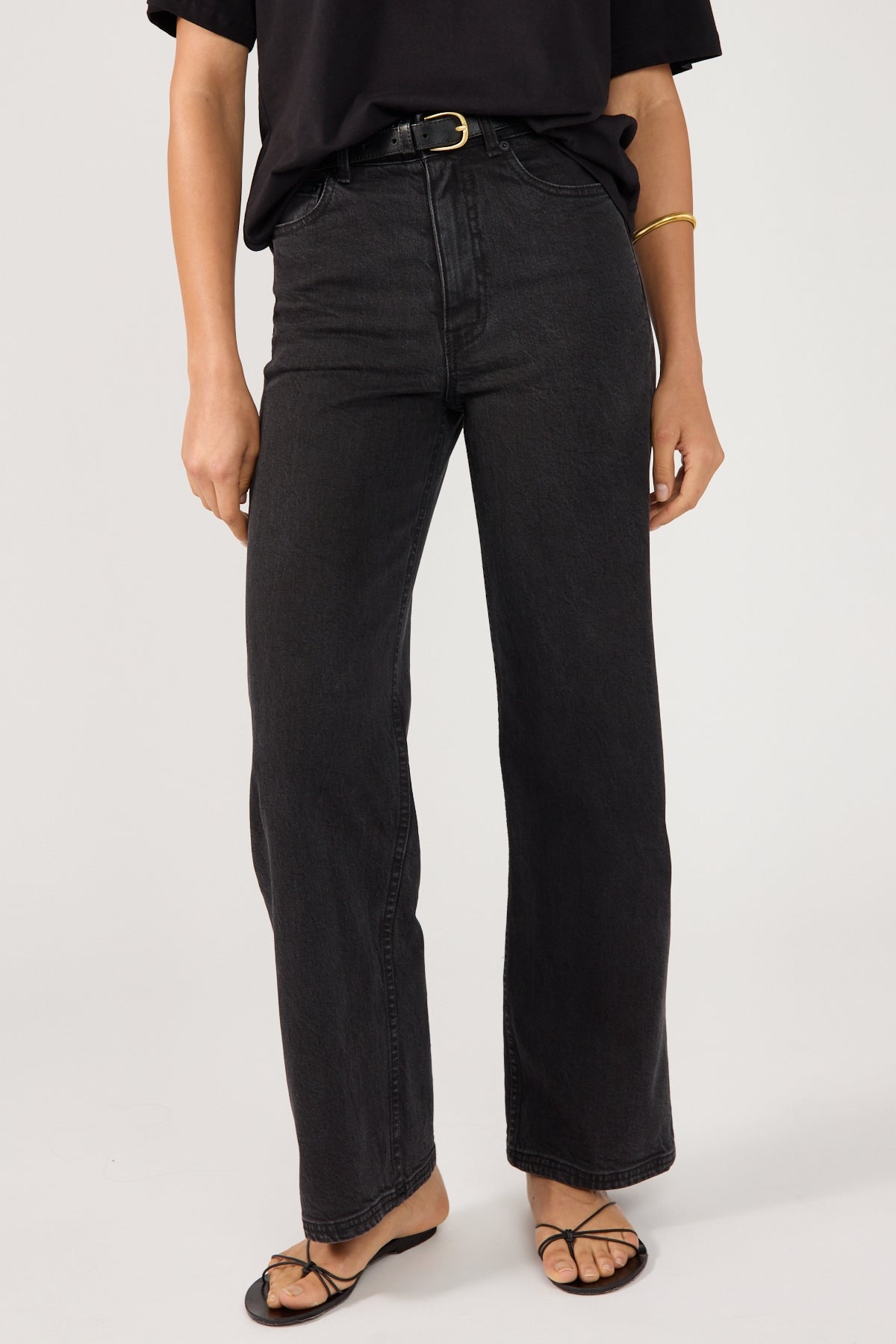 Perfect Stranger High Rise Wide Leg Jean Washed Black Washed Black