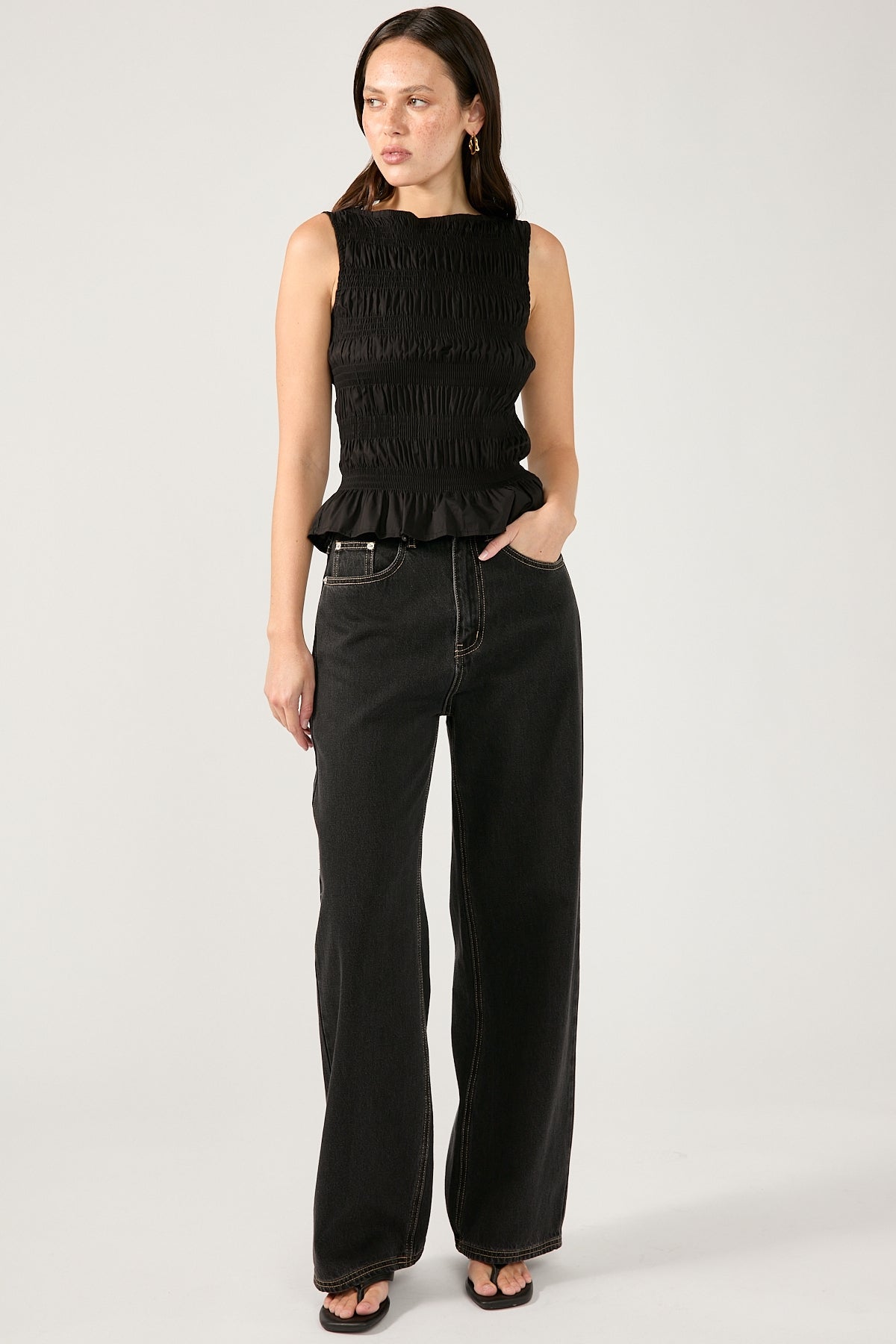 Perfect Stranger Mid Rise 90's Slouch Jean Washed Grey