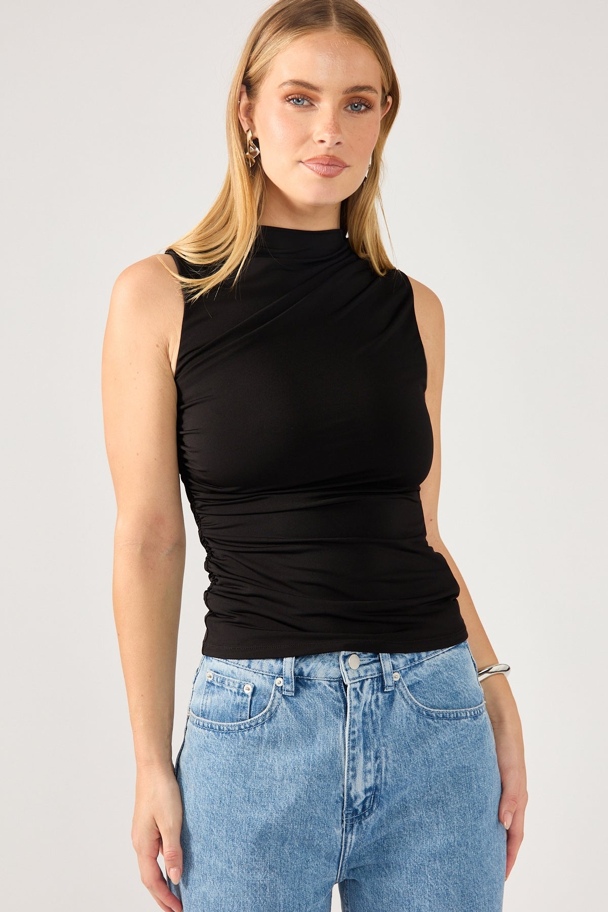 Perfect Stranger Rosewood High Neck Top Black