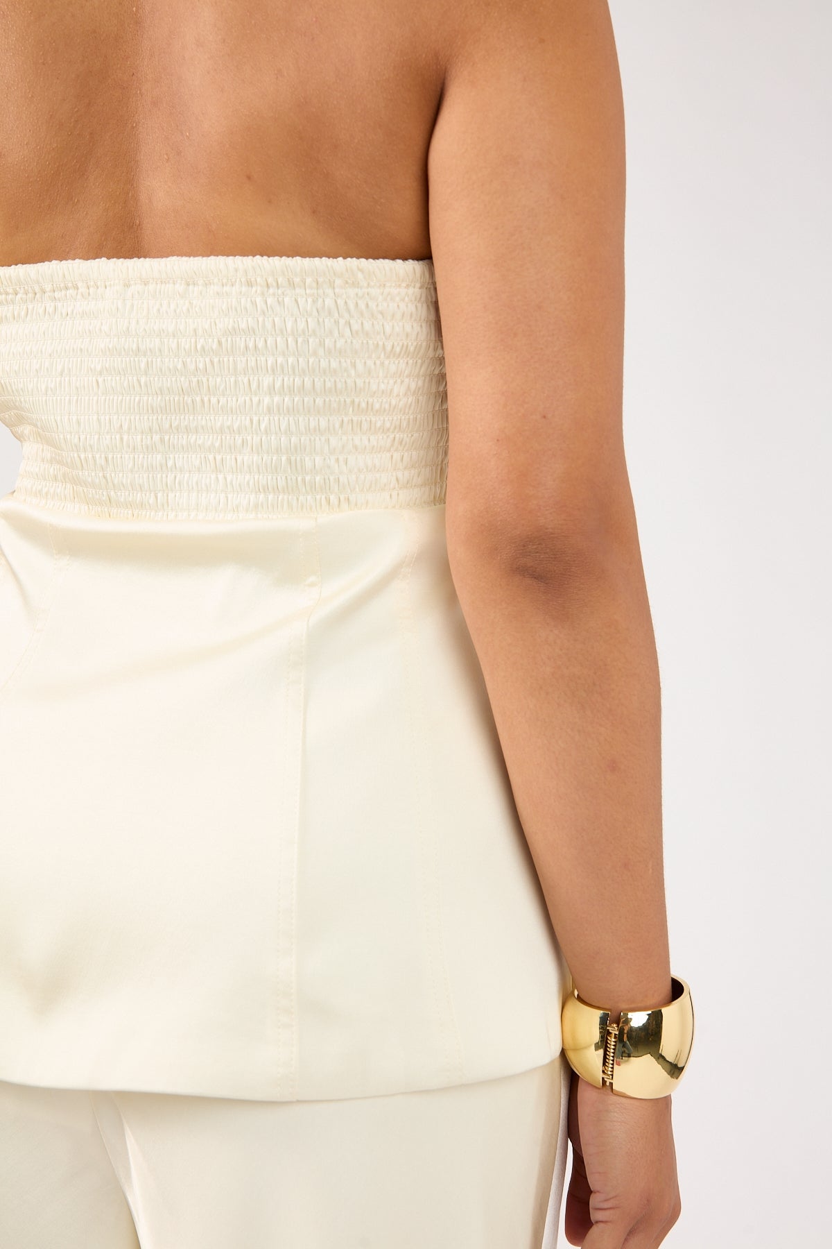 Perfect Stranger Edith Satin Strapless Top Cream