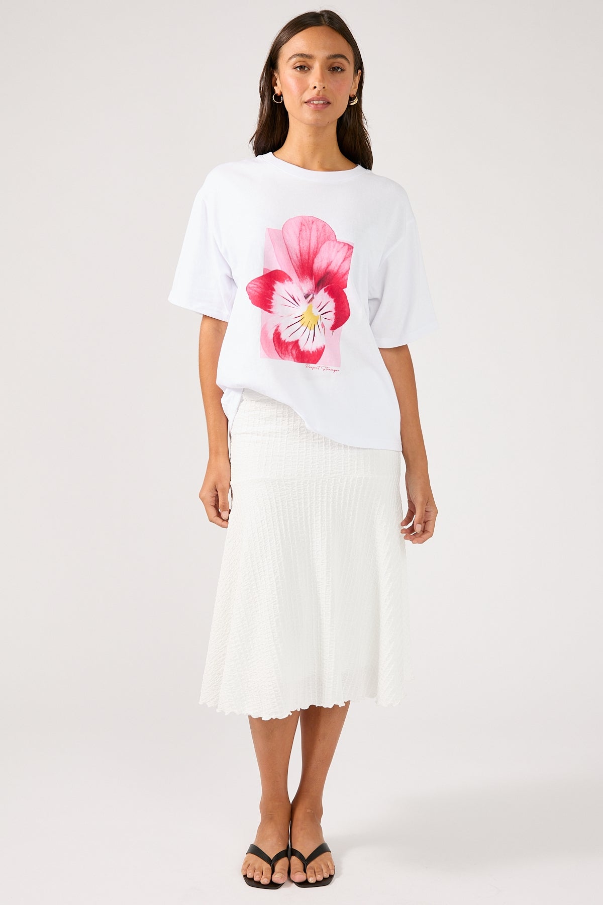 Perfect Stranger Flora Oversized Graphic Tee White