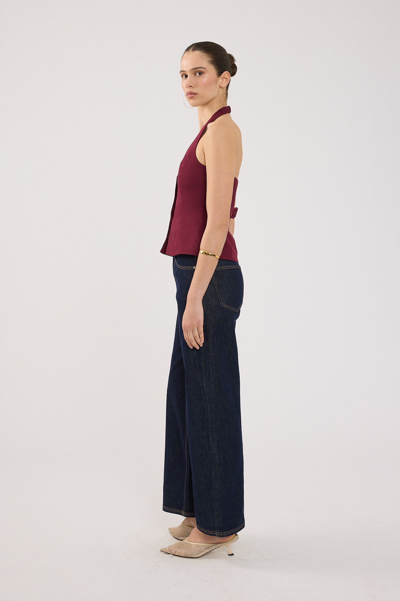 Perfect Stranger Luca Halter Tailored Vest Burgundy