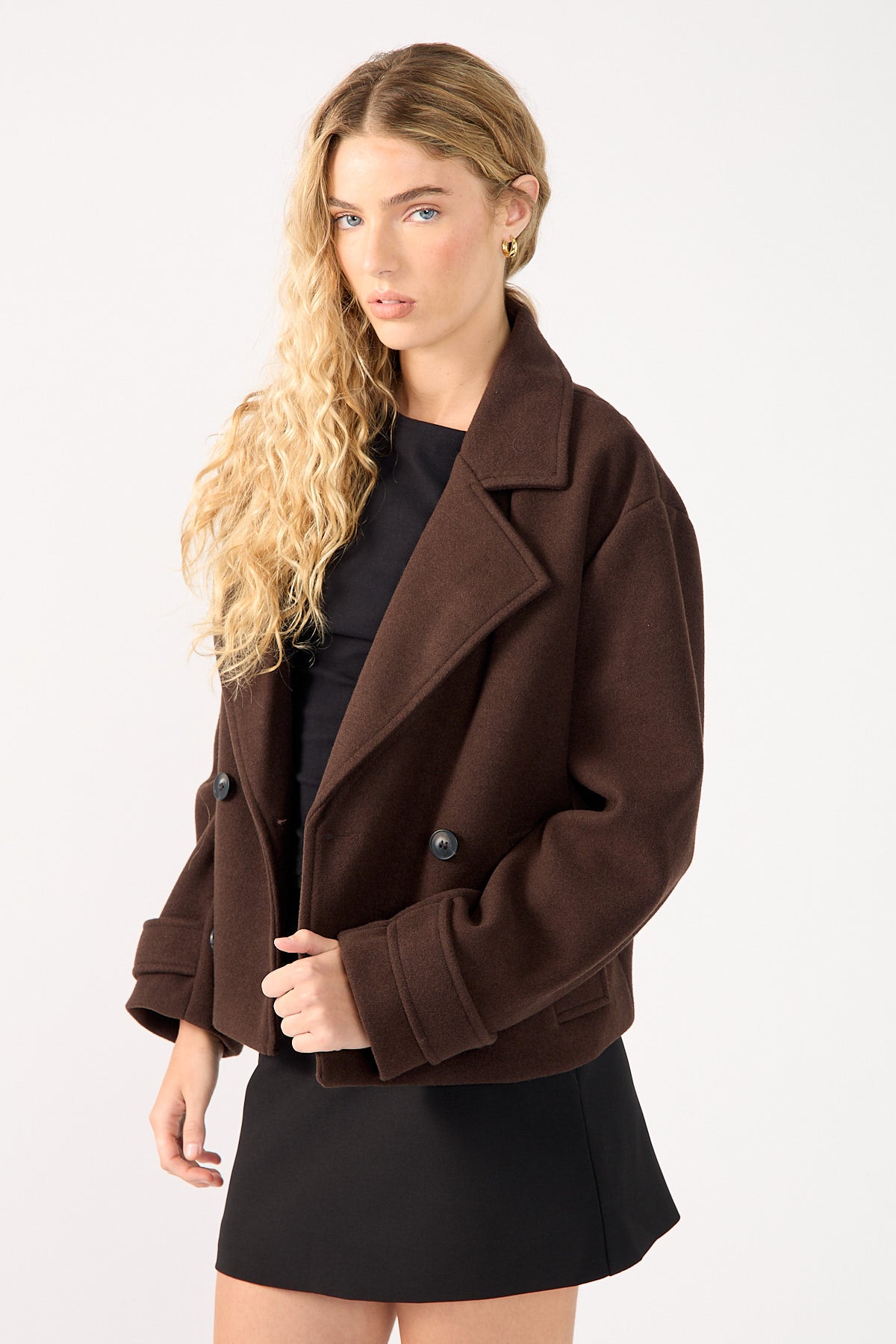 Perfect Stranger Lenny Double Breasted Jacket Brown