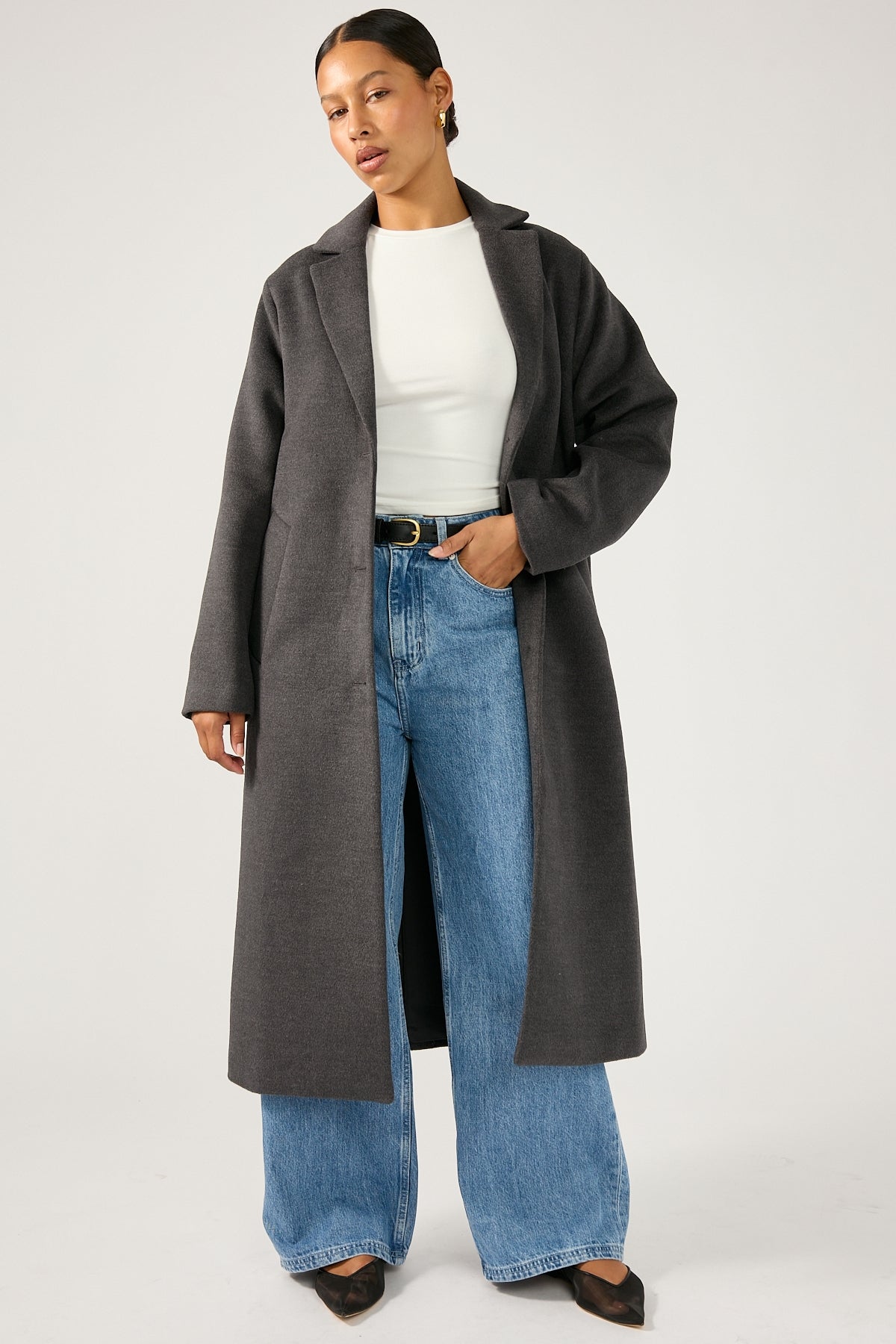 Perfect Stranger Blake Long Line Coat Grey