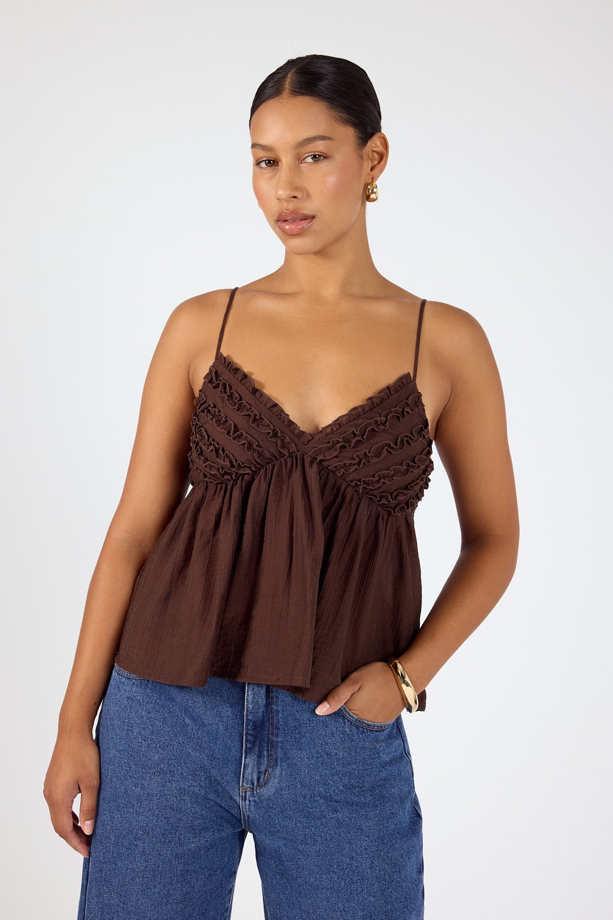 Perfect Stranger Klara Frill Cami Top Brown