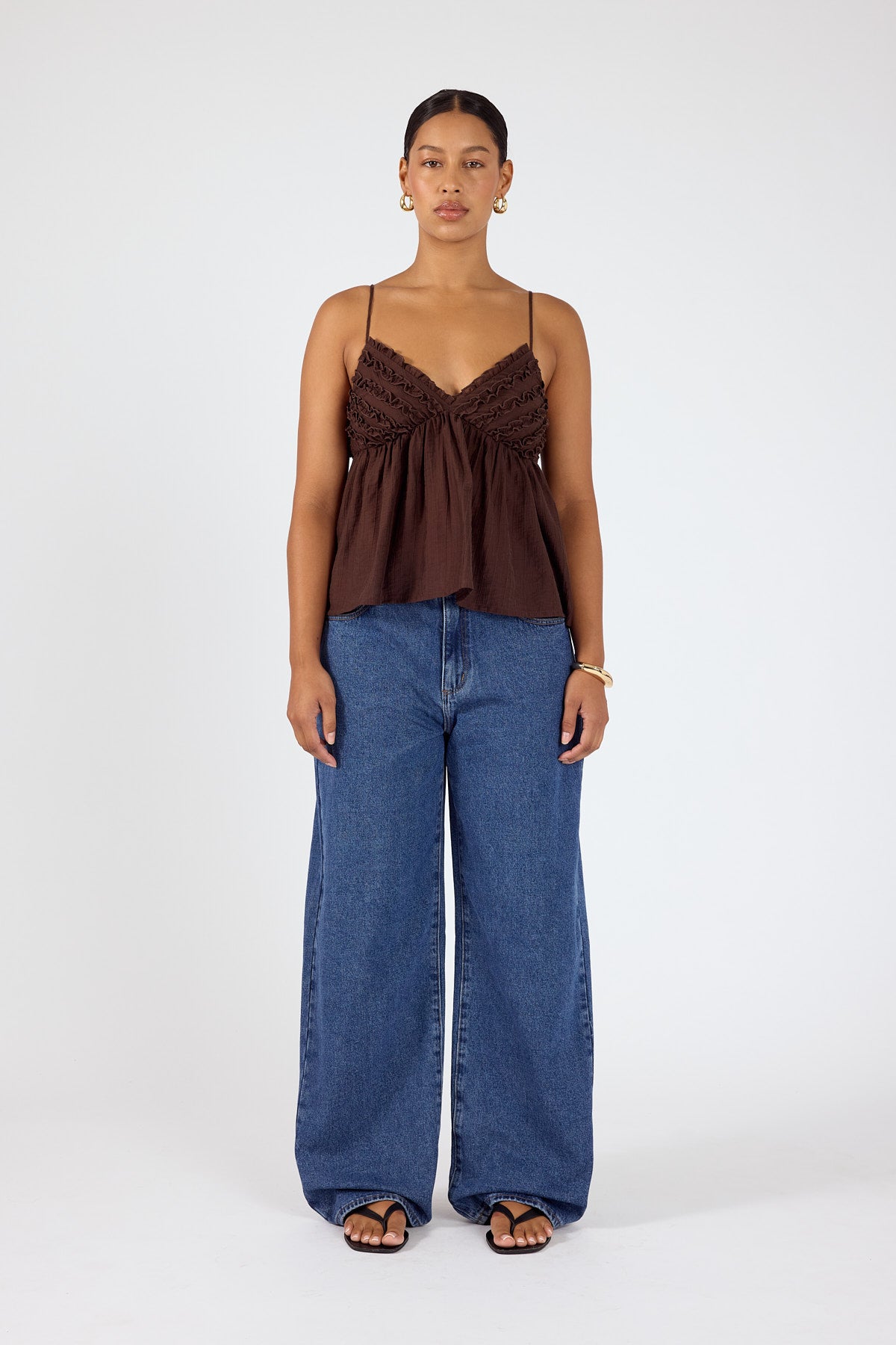Perfect Stranger Klara Frill Cami Top Brown