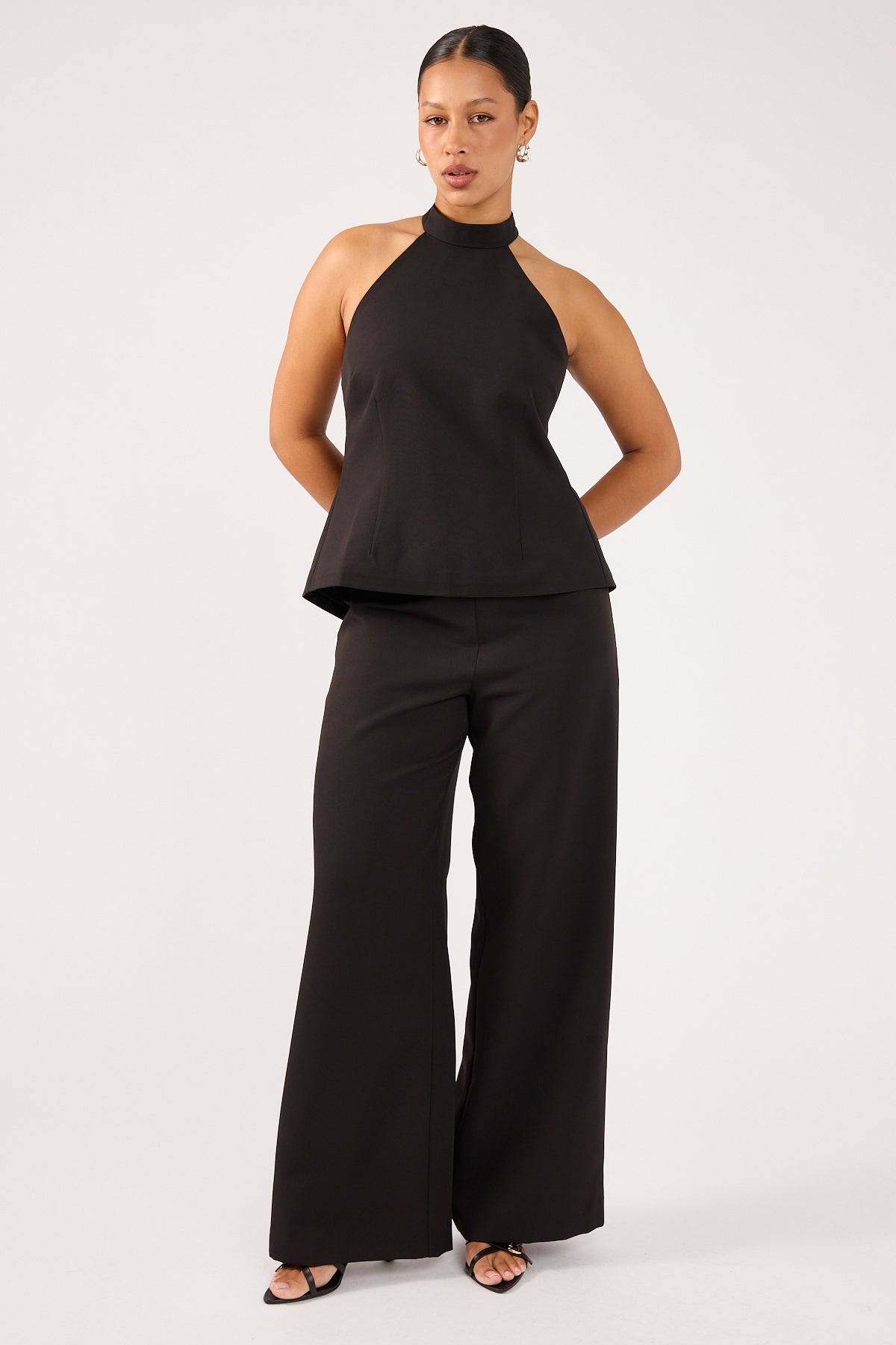 Perfect Stranger Beck Buckle Mid Rise Tailored Pant Black