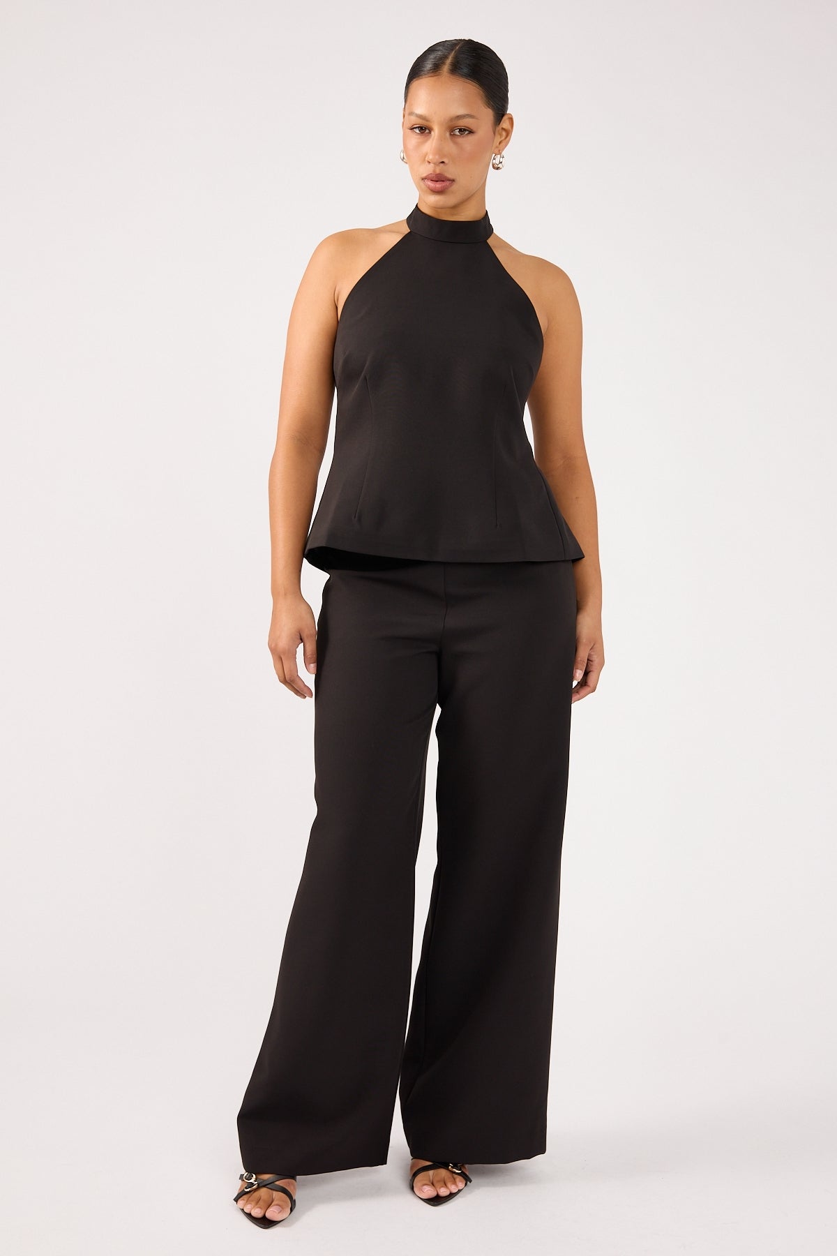 Perfect Stranger Beck Buckle Mid Rise Tailored Pant Black