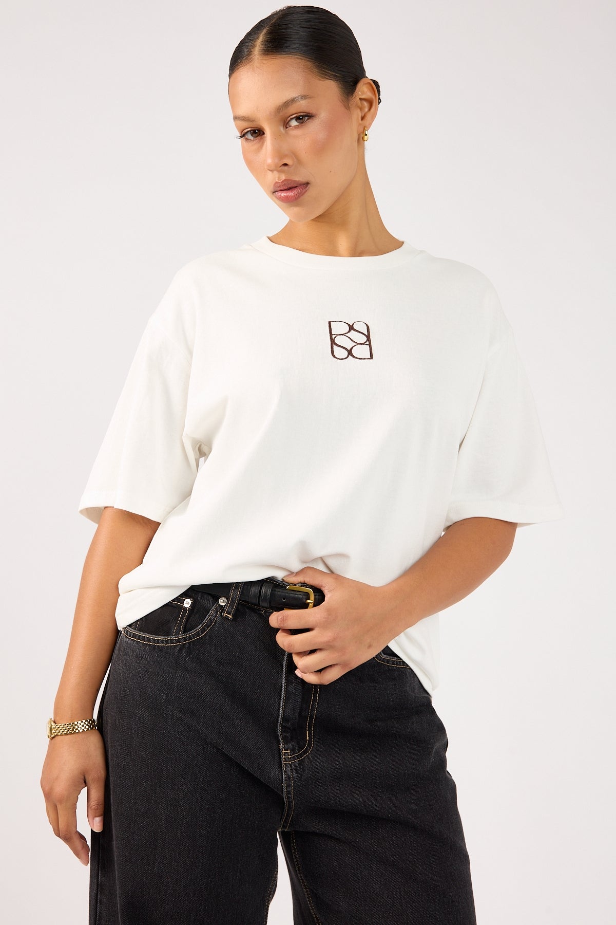 Perfect Stranger Monogram Oversized Tee White