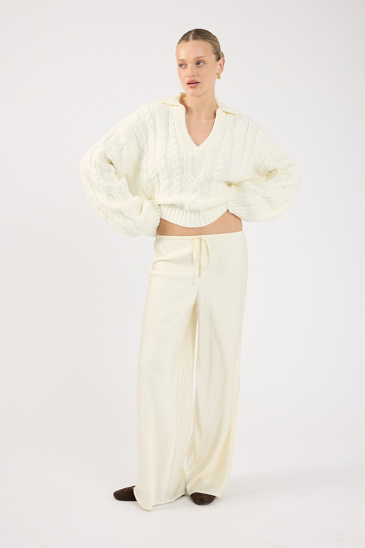 Perfect Stranger Cohen Cable Knit Jumper Cream