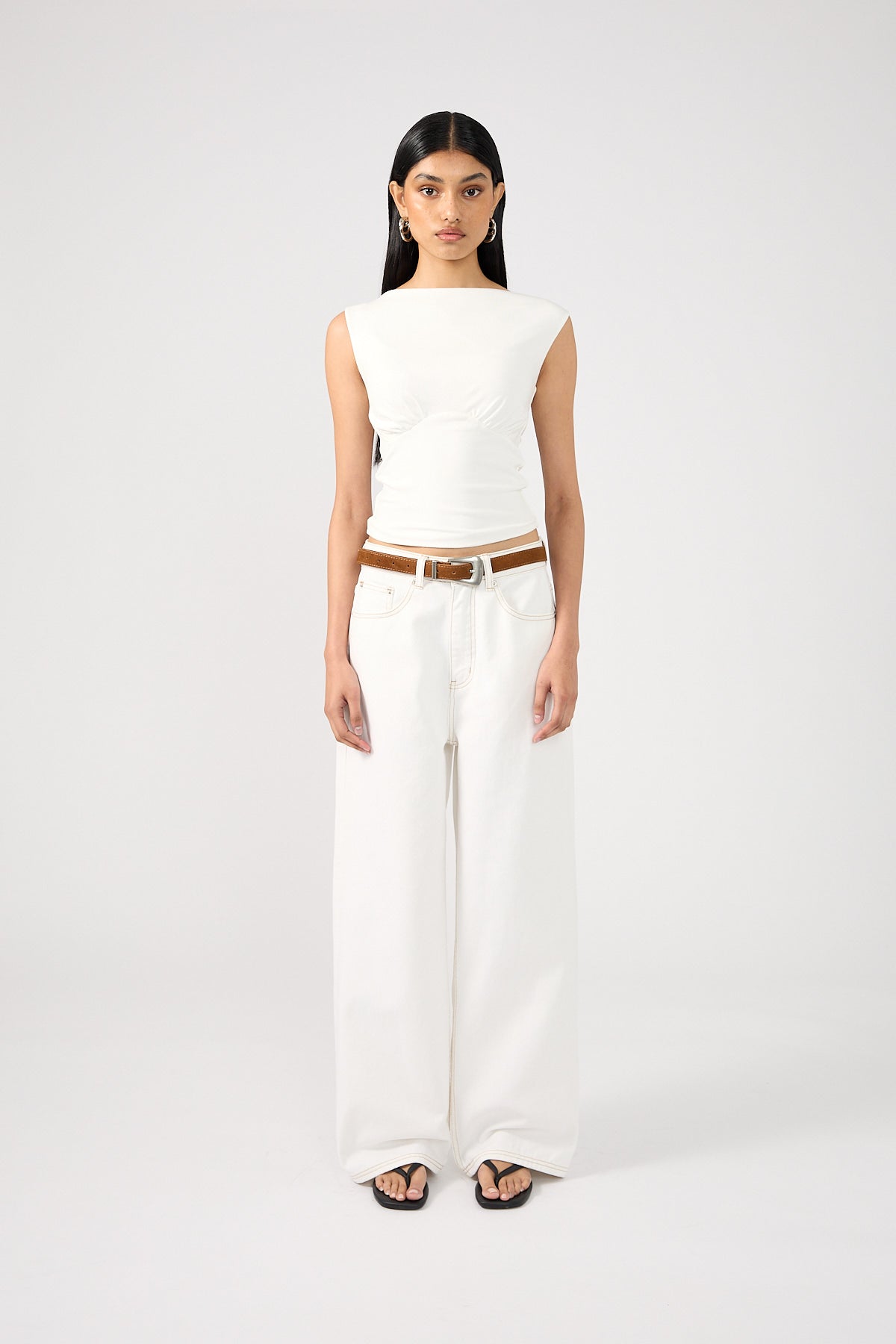 Perfect Stranger Mid Rise 90's Slouch Jean White Contrast Off White Contrast