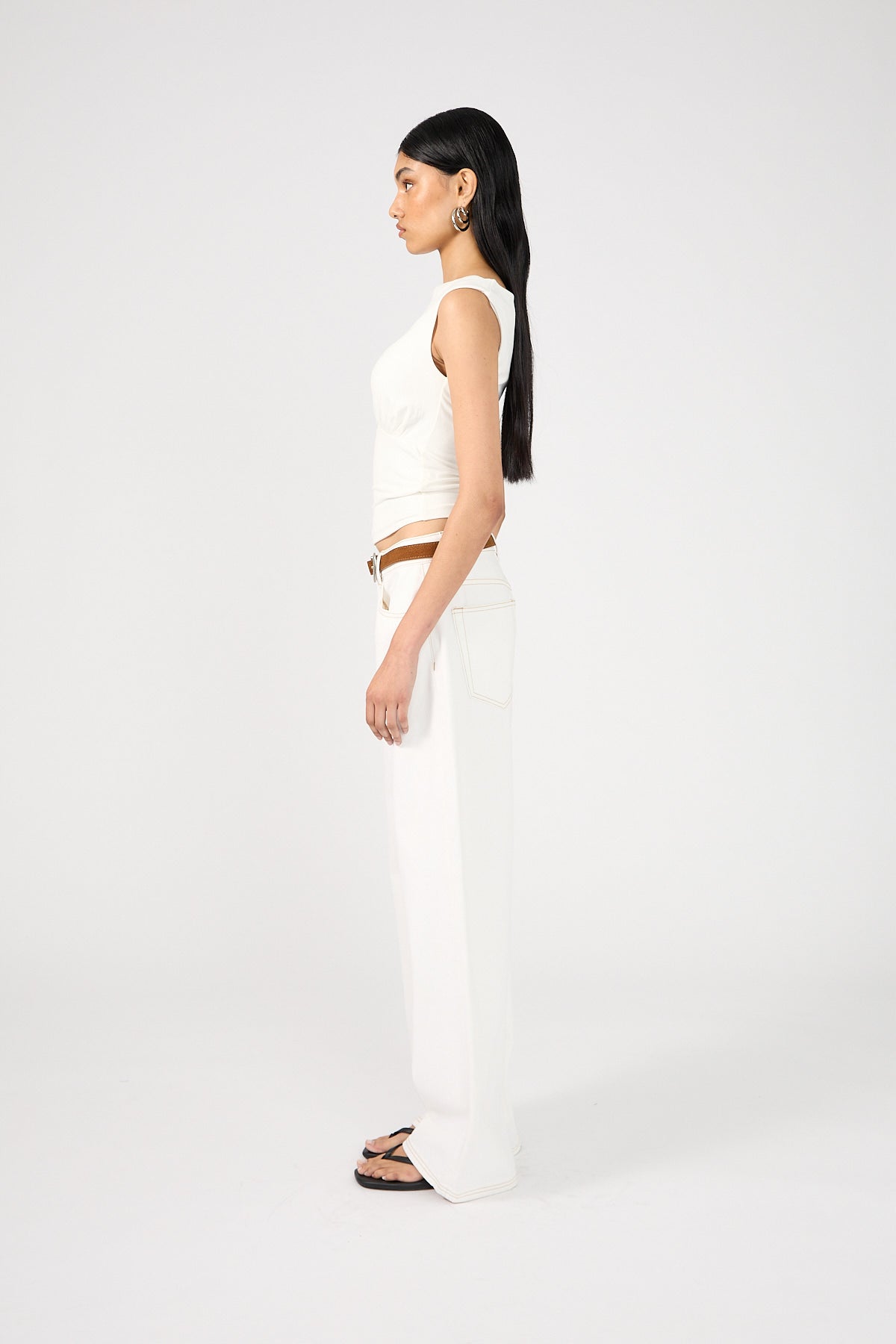 Perfect Stranger Mid Rise 90's Slouch Jean White Contrast Off White Contrast