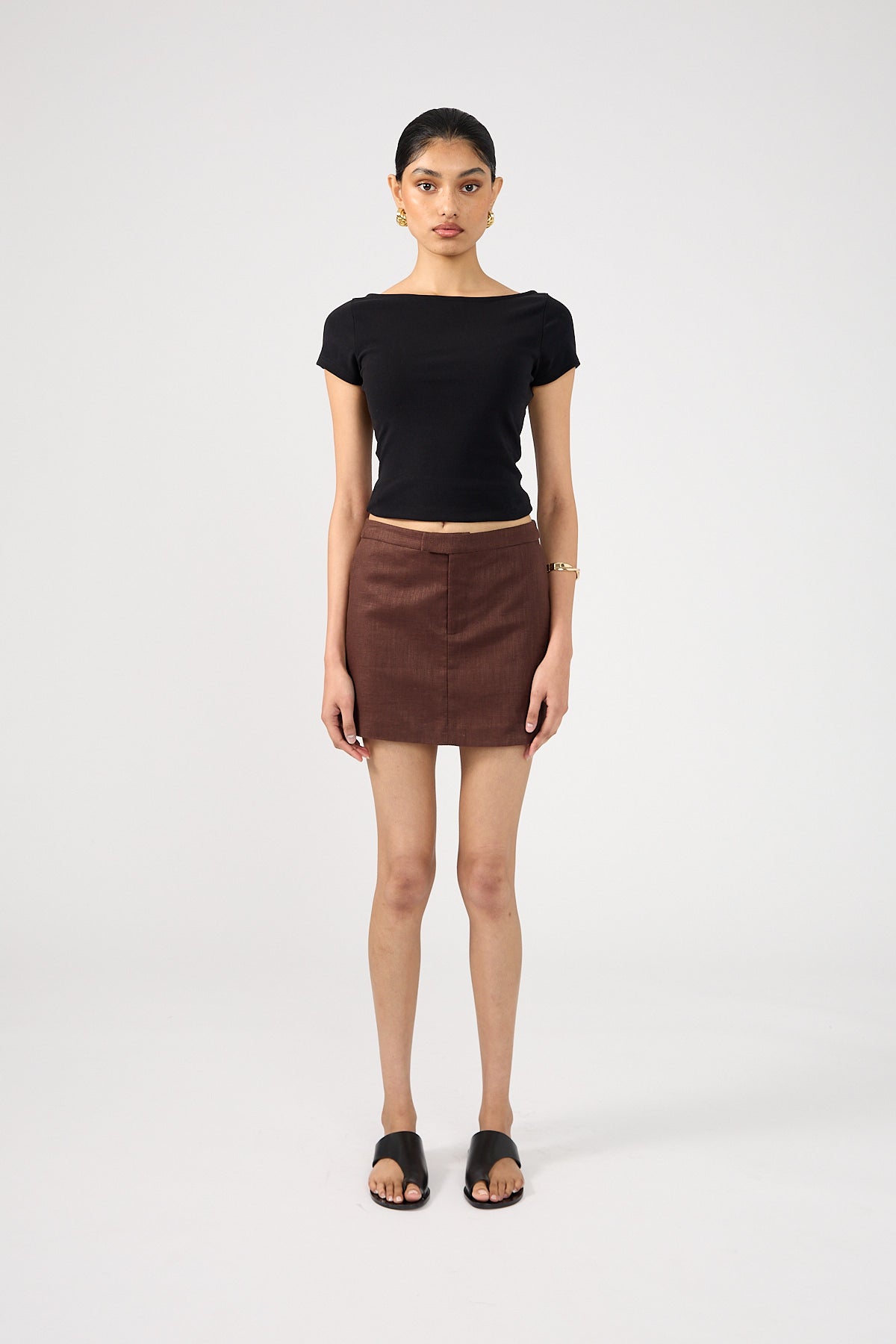 Perfect Stranger Menorca Tailored Mini Skirt Chocolate