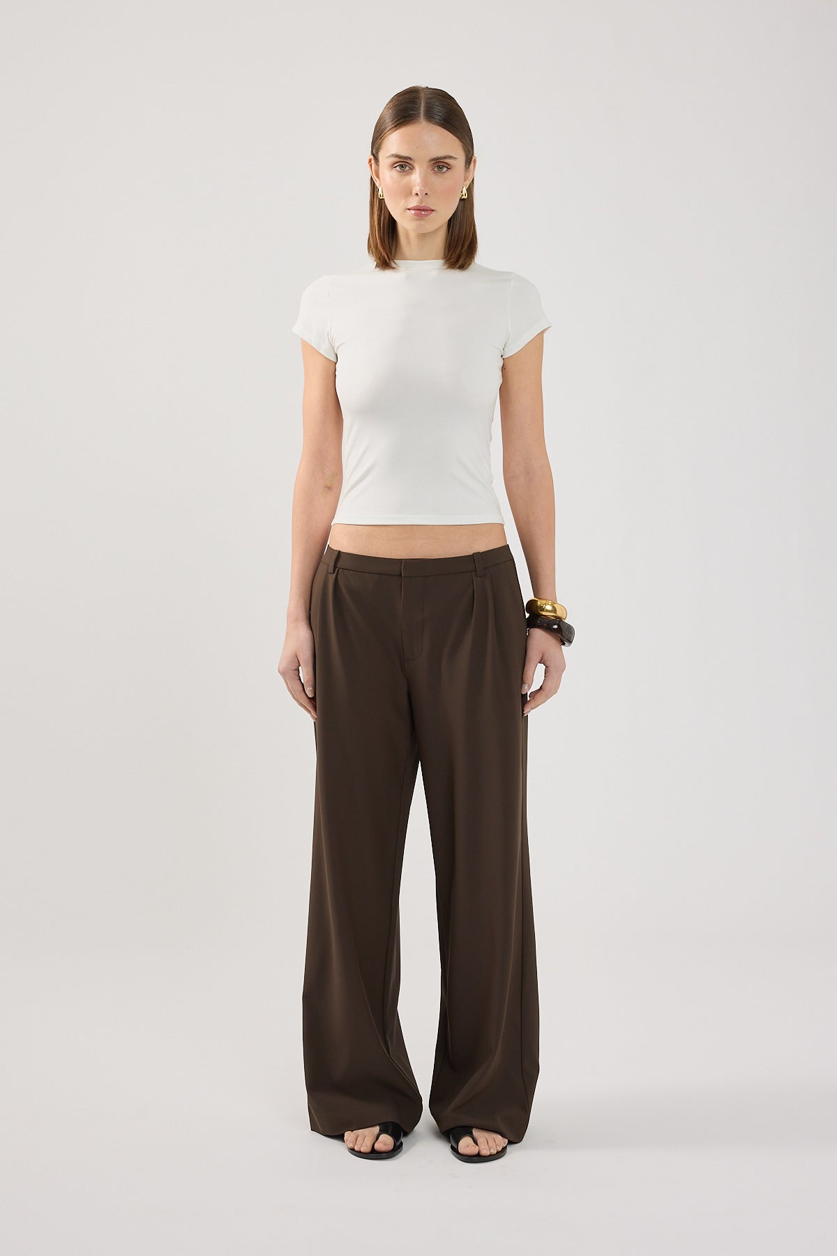 Perfect Stranger Longline Cap Sleeve Tee white