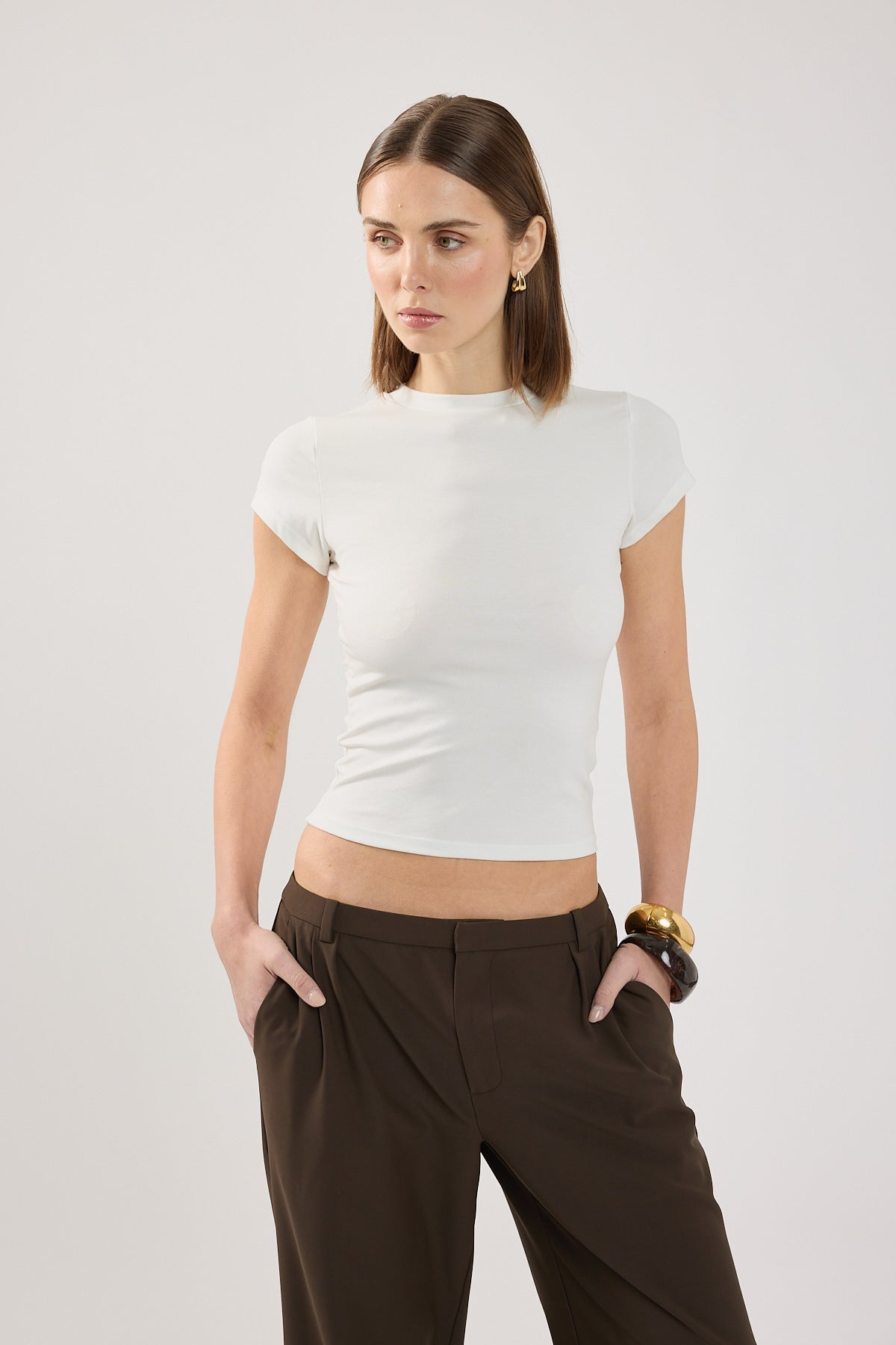 Perfect Stranger Longline Cap Sleeve Tee white