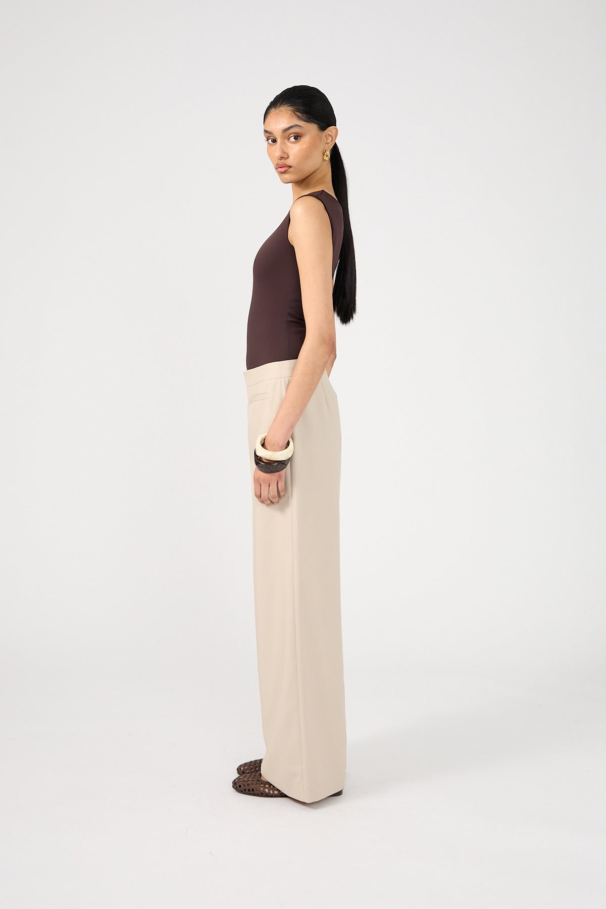 Perfect Stranger Odessa Mid Rise Tailored Pant Beige