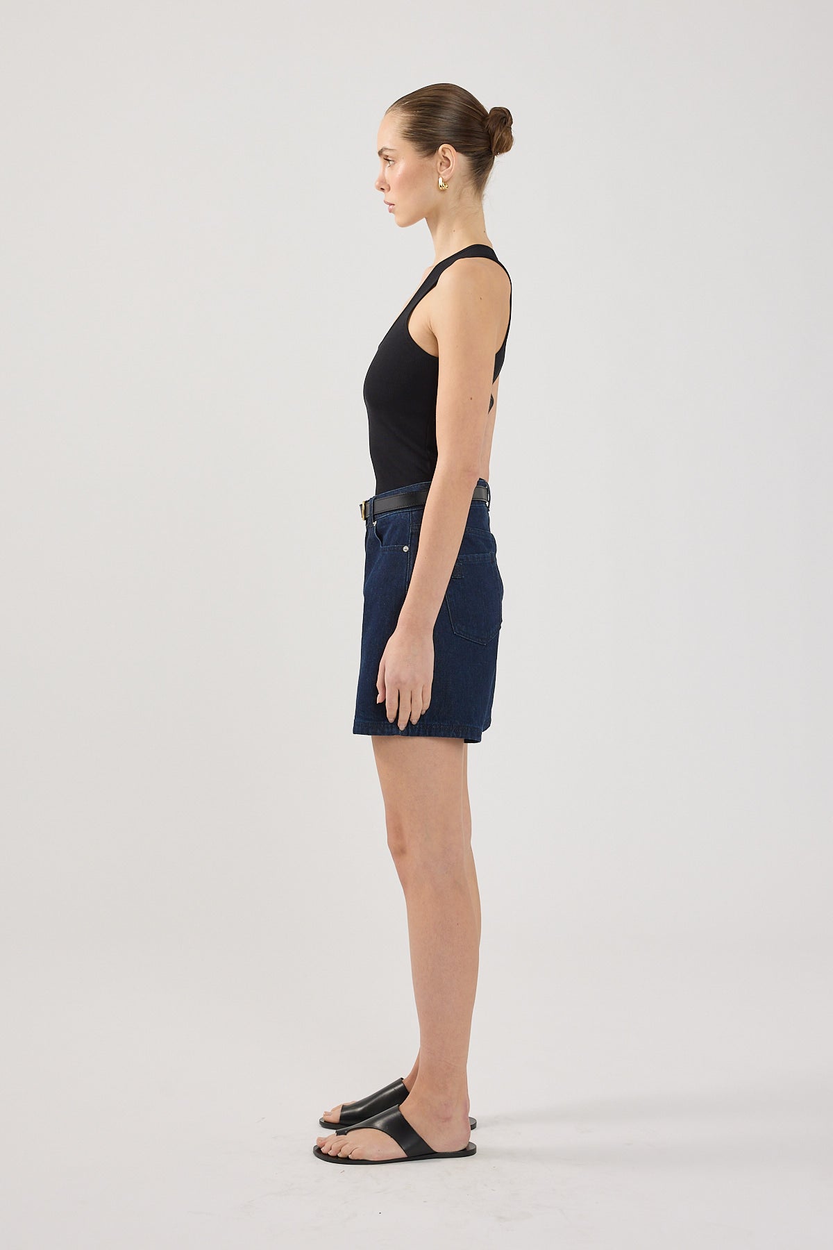 Perfect Stranger High Rise Denim Short Indigo Denim