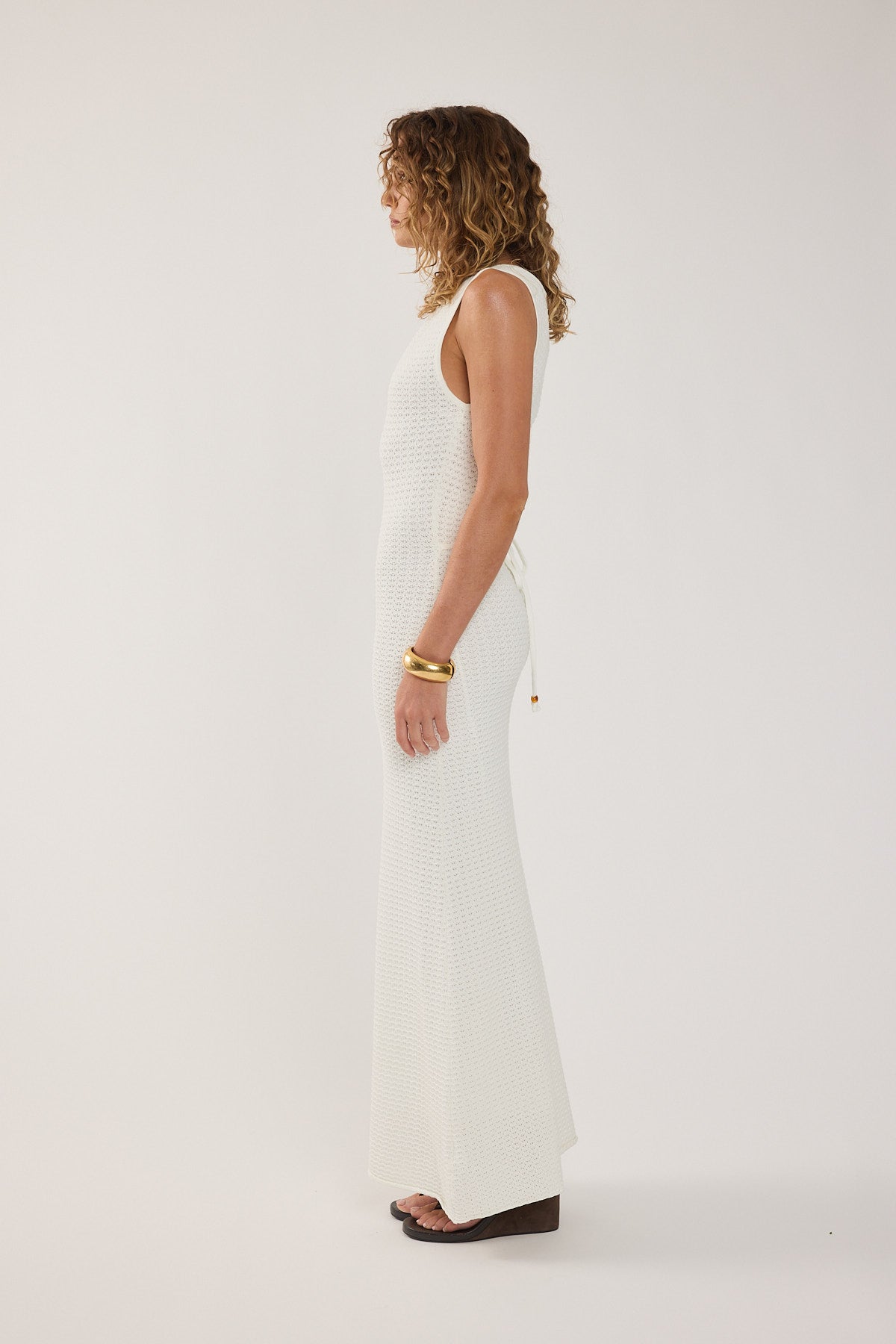 Perfect Stranger Zella Crochet Maxi Dress White