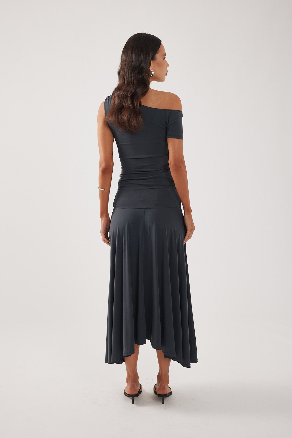 Perfect Stranger Zia One Shoulder Top Charcoal