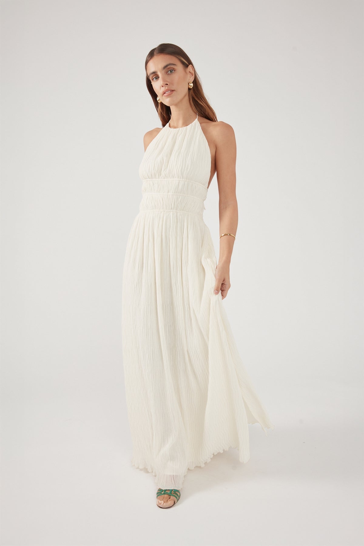 Perfect Stranger Janie Halter Maxi Dress Cream