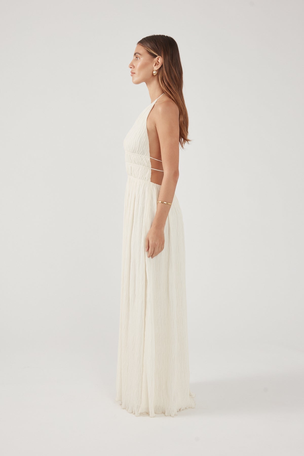 Perfect Stranger Janie Halter Maxi Dress Cream