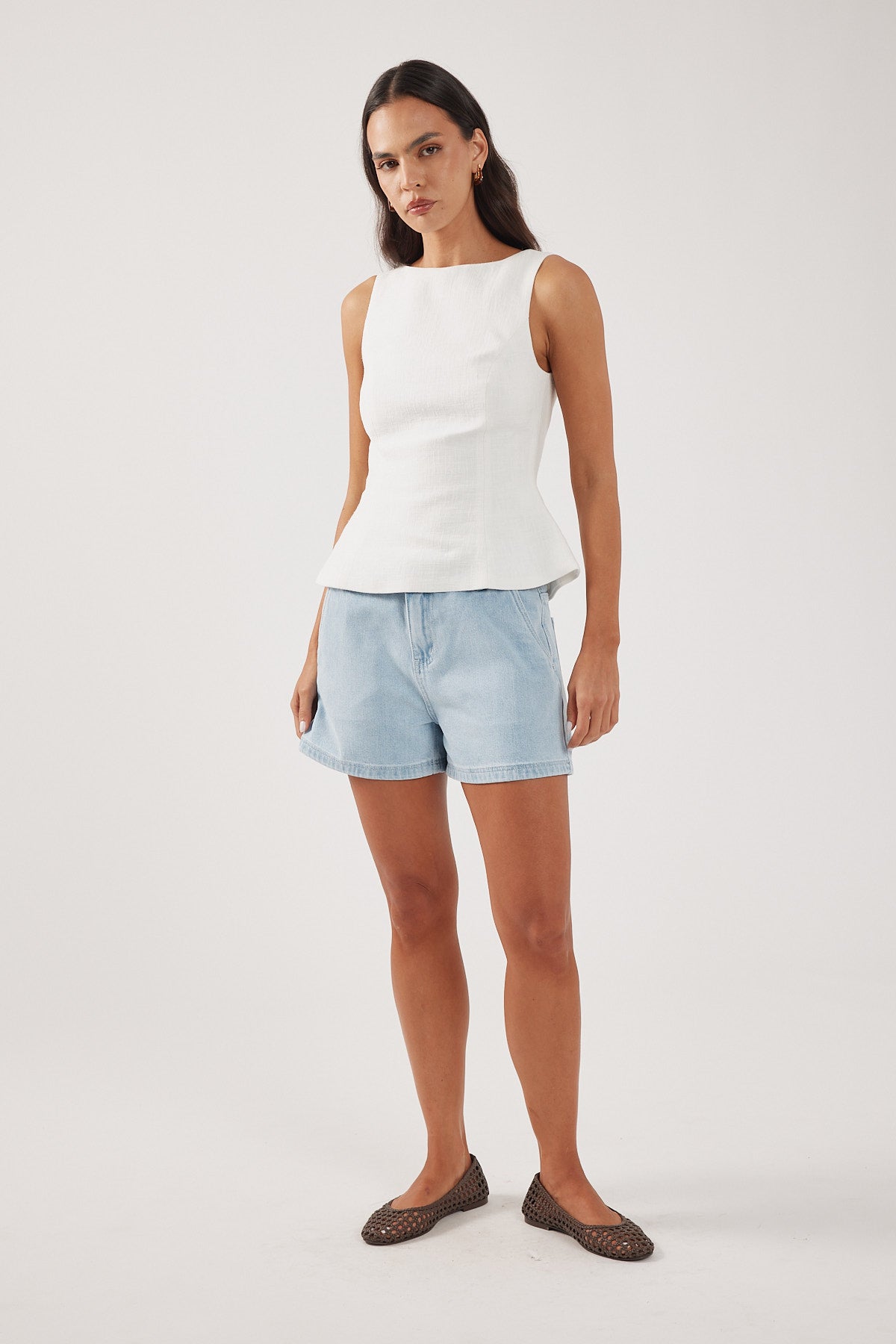 Perfect Stranger Low Rise relaxed Denim Short Light Blue