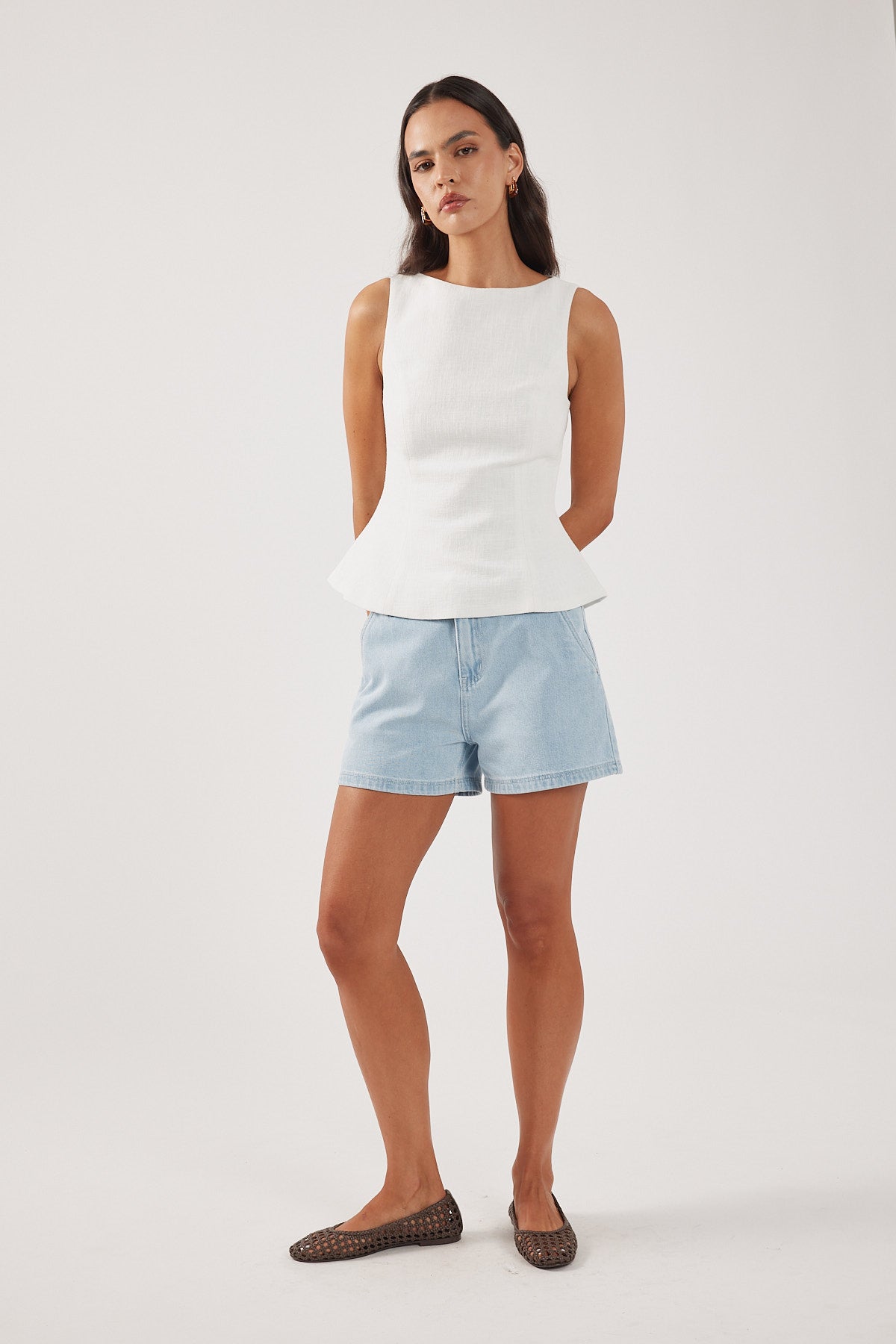 Perfect Stranger Low Rise relaxed Denim Short Light Blue