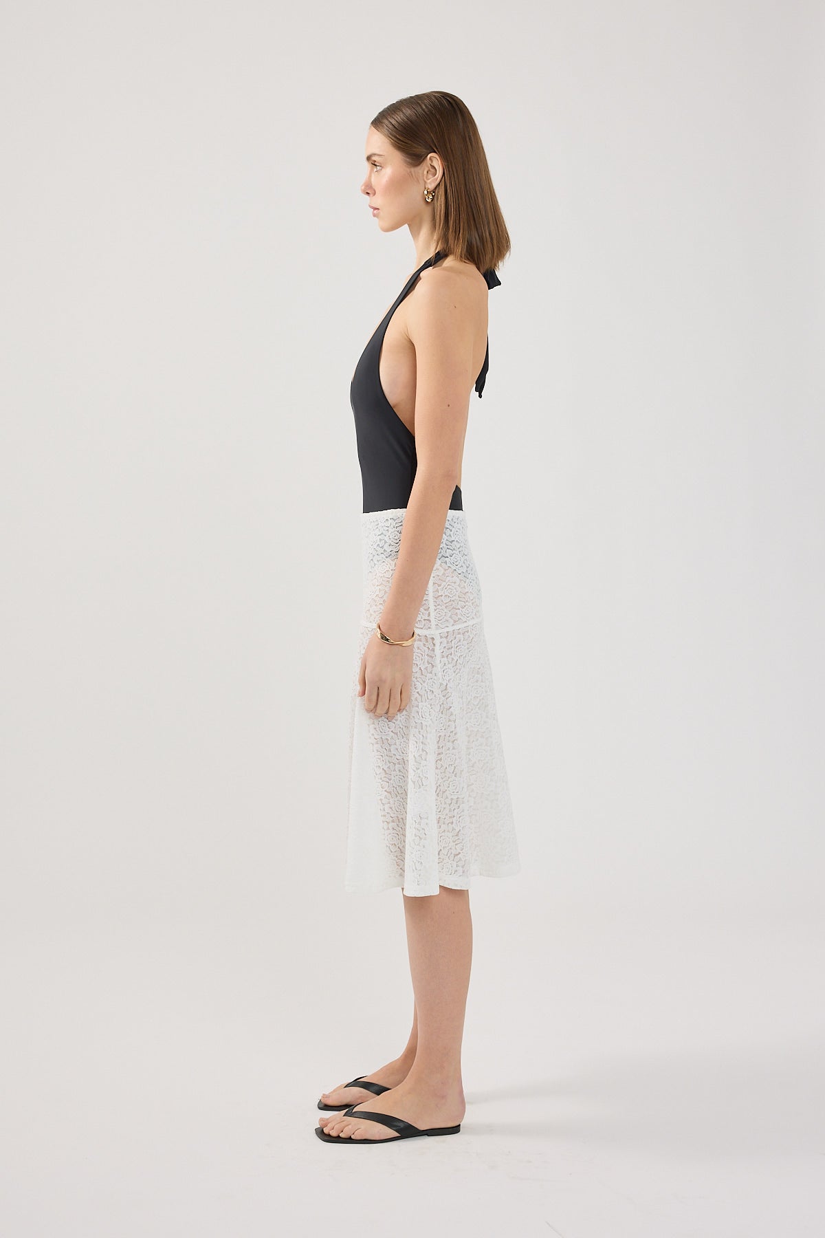 Perfect Stranger Loretta Lace Midi Skirt White