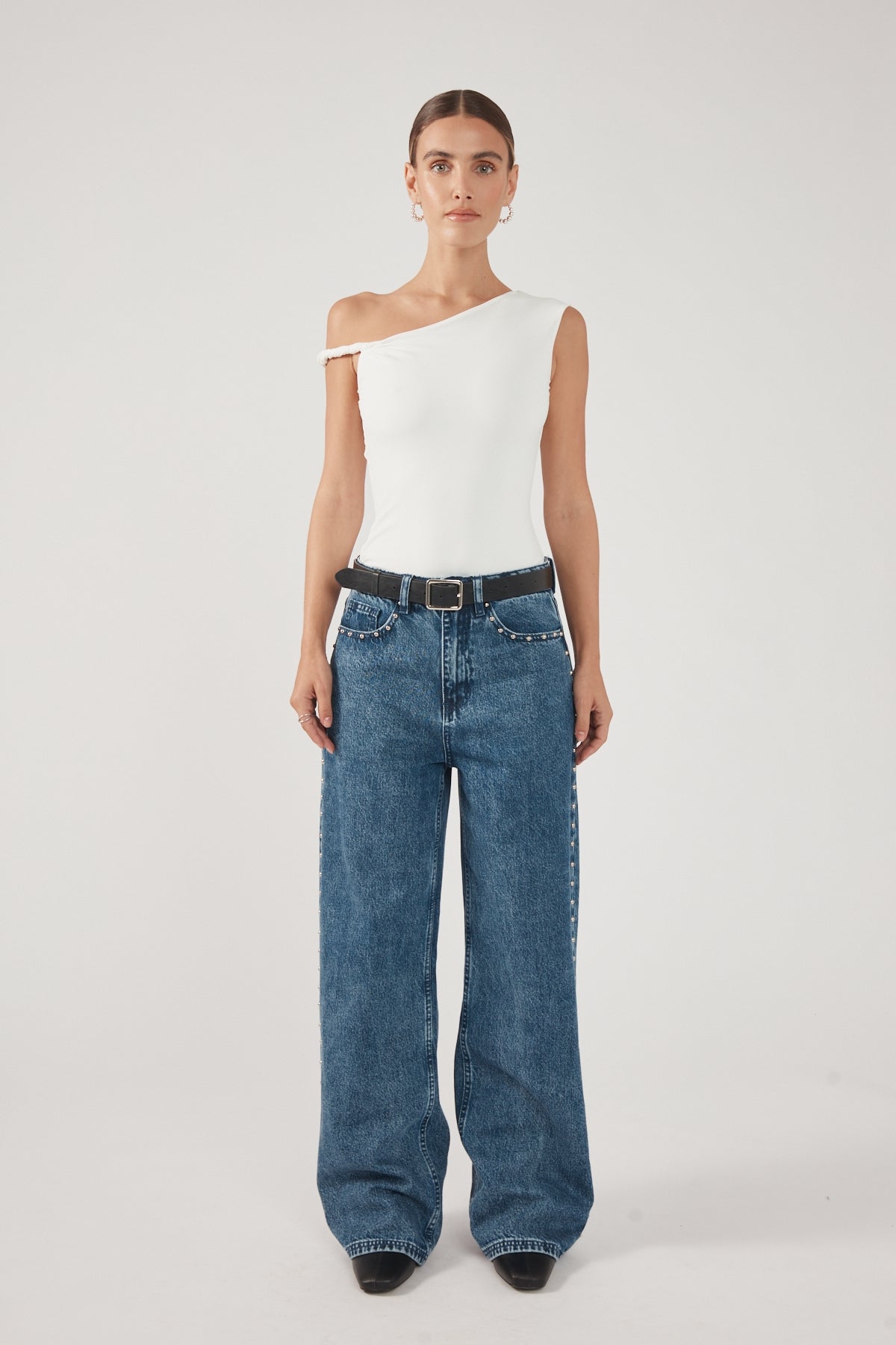 Perfect Stranger Kayla Asym Twist Bodysuit White