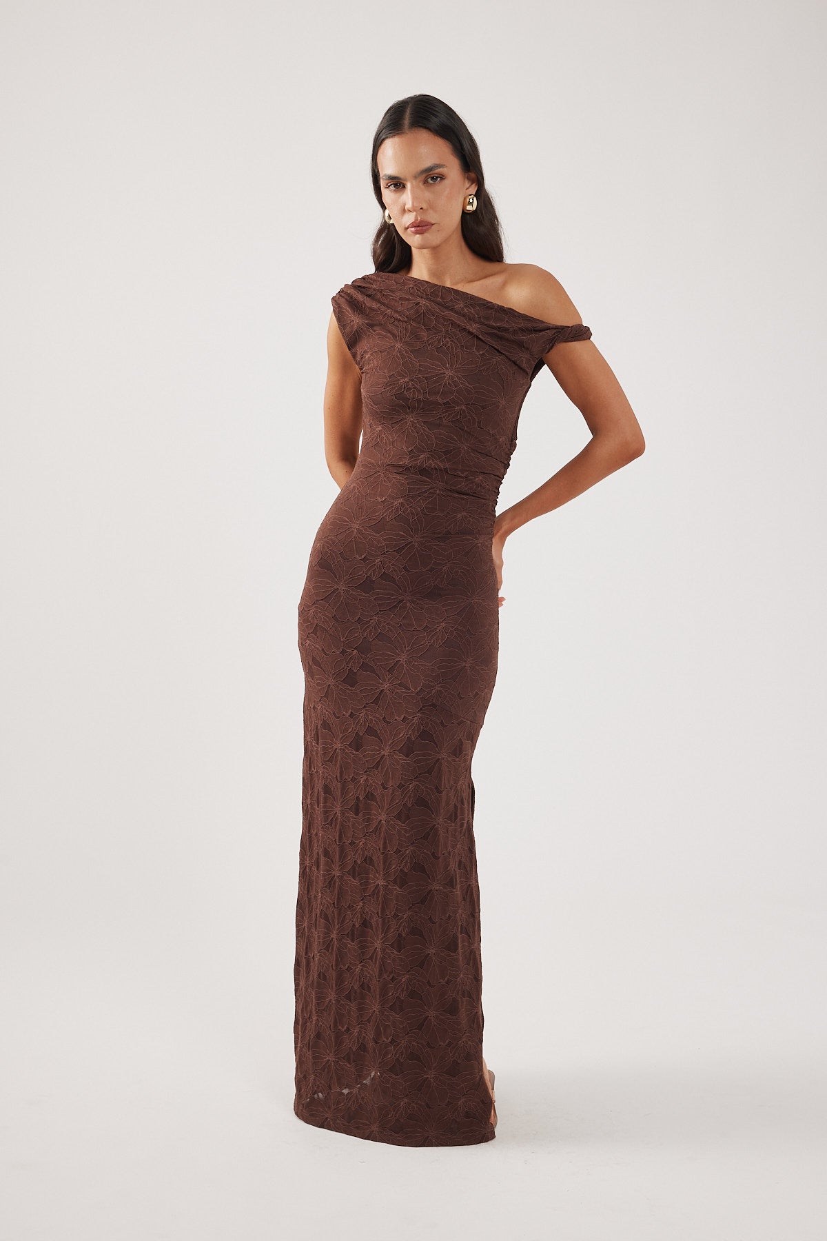 Perfect Stranger Lilo Lace Maxi Dress Brown