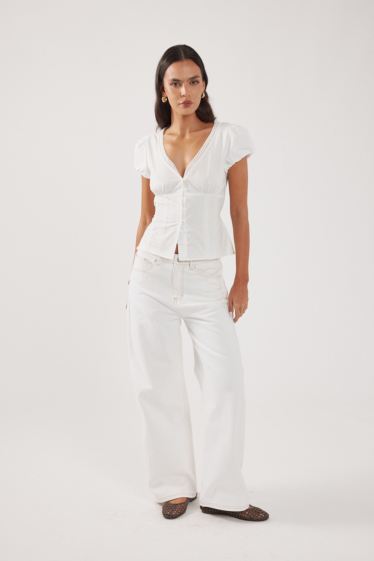 Perfect Stranger Anika Short Sleeve Blouse White