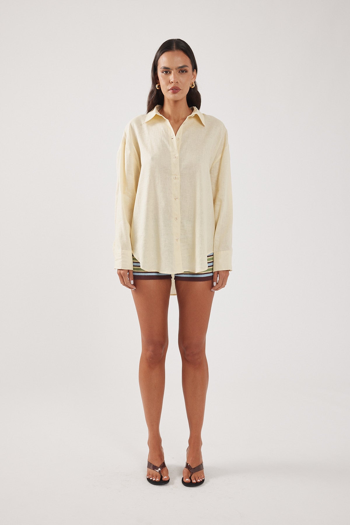 Perfect Stranger Etta Linen Long Sleeve Shirt Butter