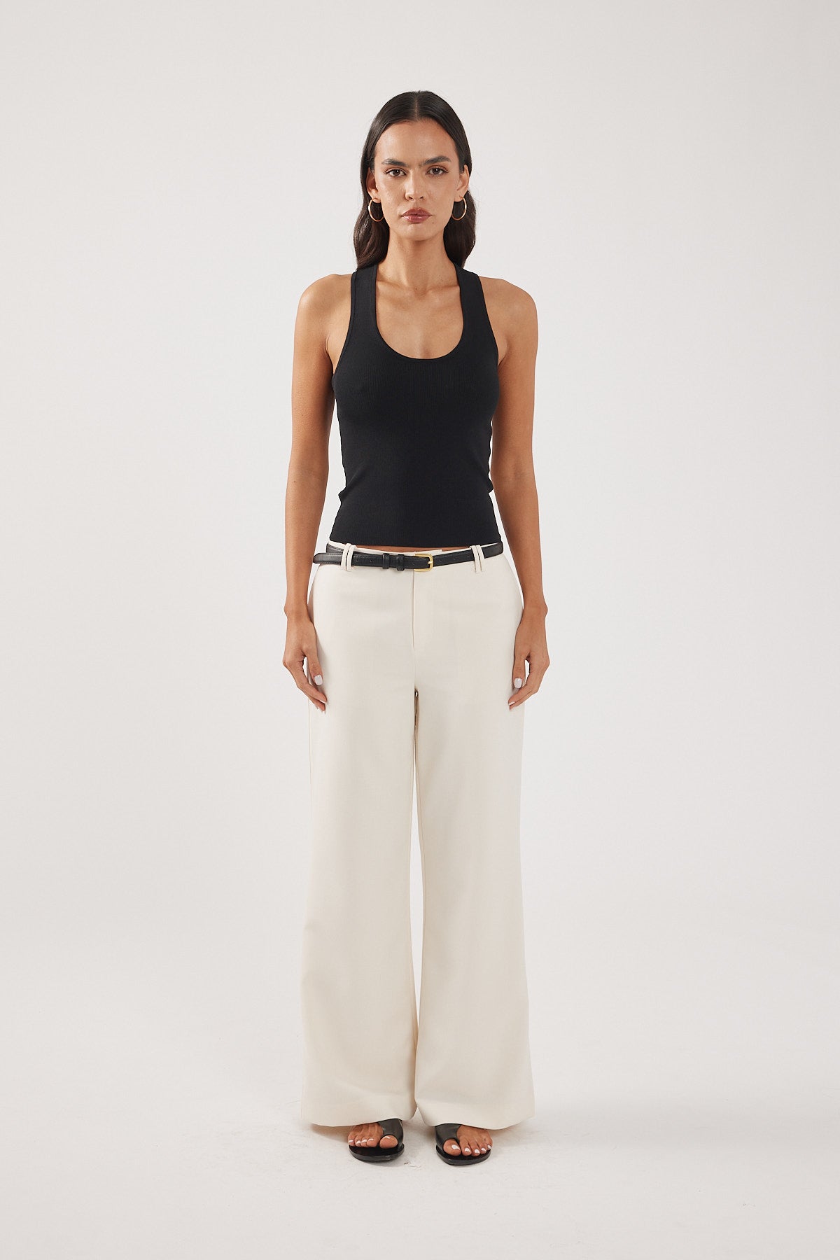 Perfect Stranger Luella Mid Rise Wide Leg Tailored Pant Cream