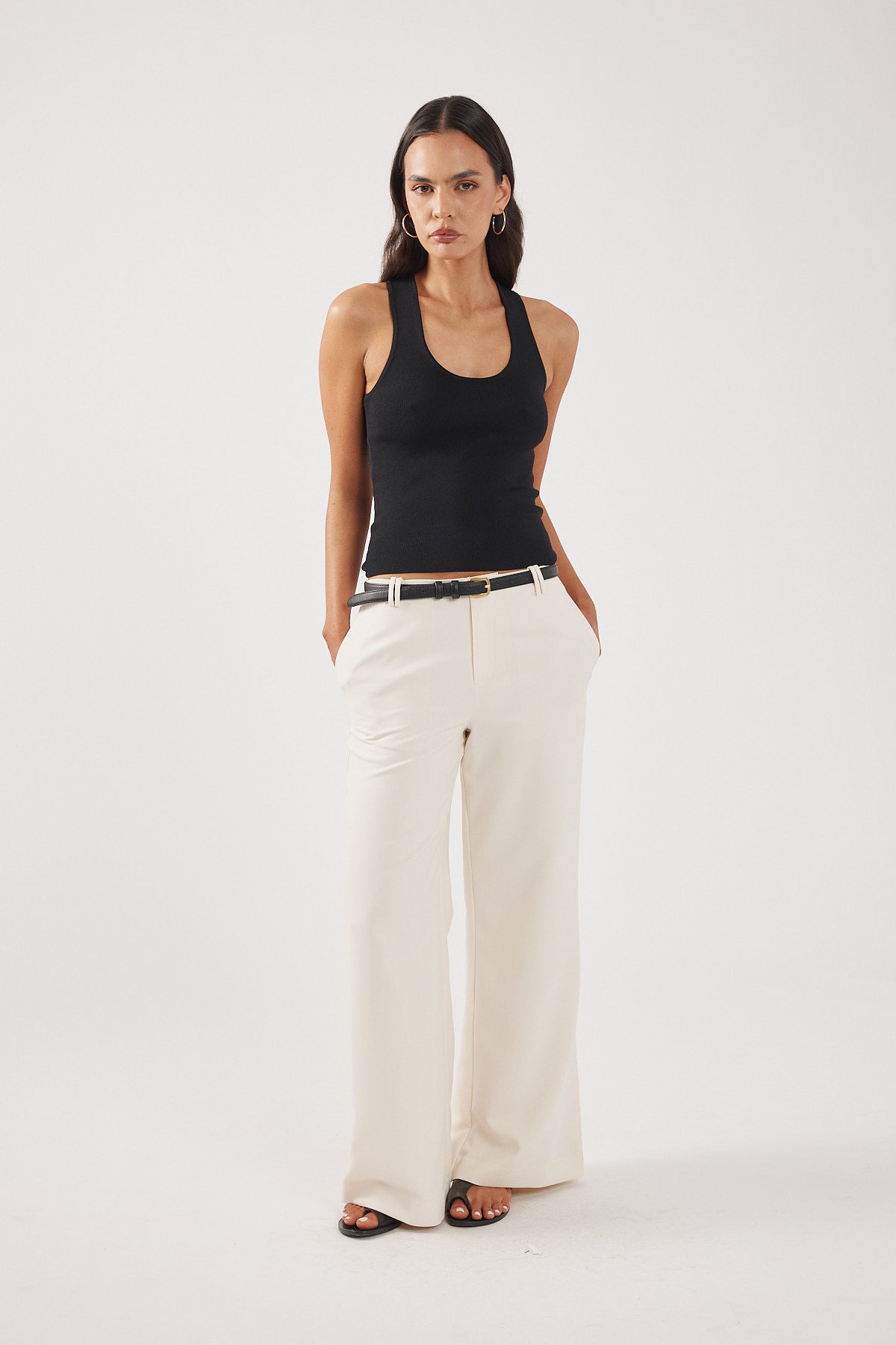 Perfect Stranger Luella Mid Rise Wide Leg Tailored Pant Cream