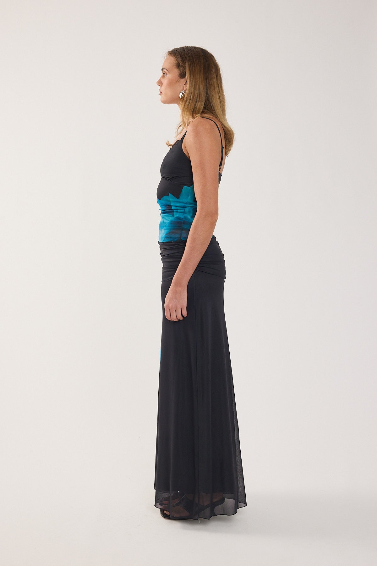 Perfect Stranger Belle Maxi Skirt Blue Print