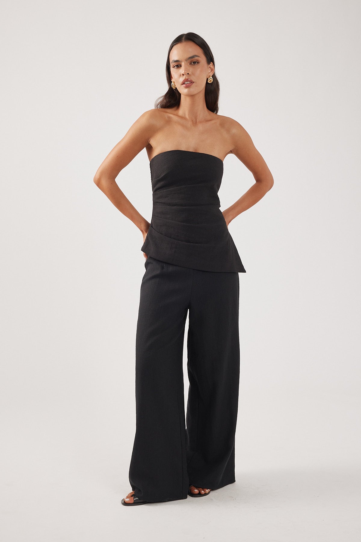 Perfect Stranger Menorca Strapless Asymmetrical Top Black