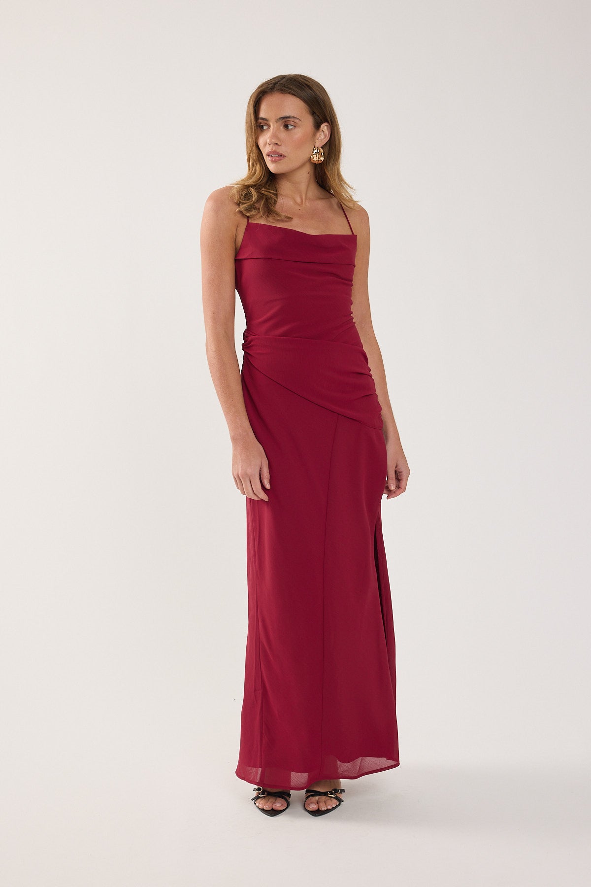 Perfect Stranger Saskia Chiffon Maxi Dress Raspberry