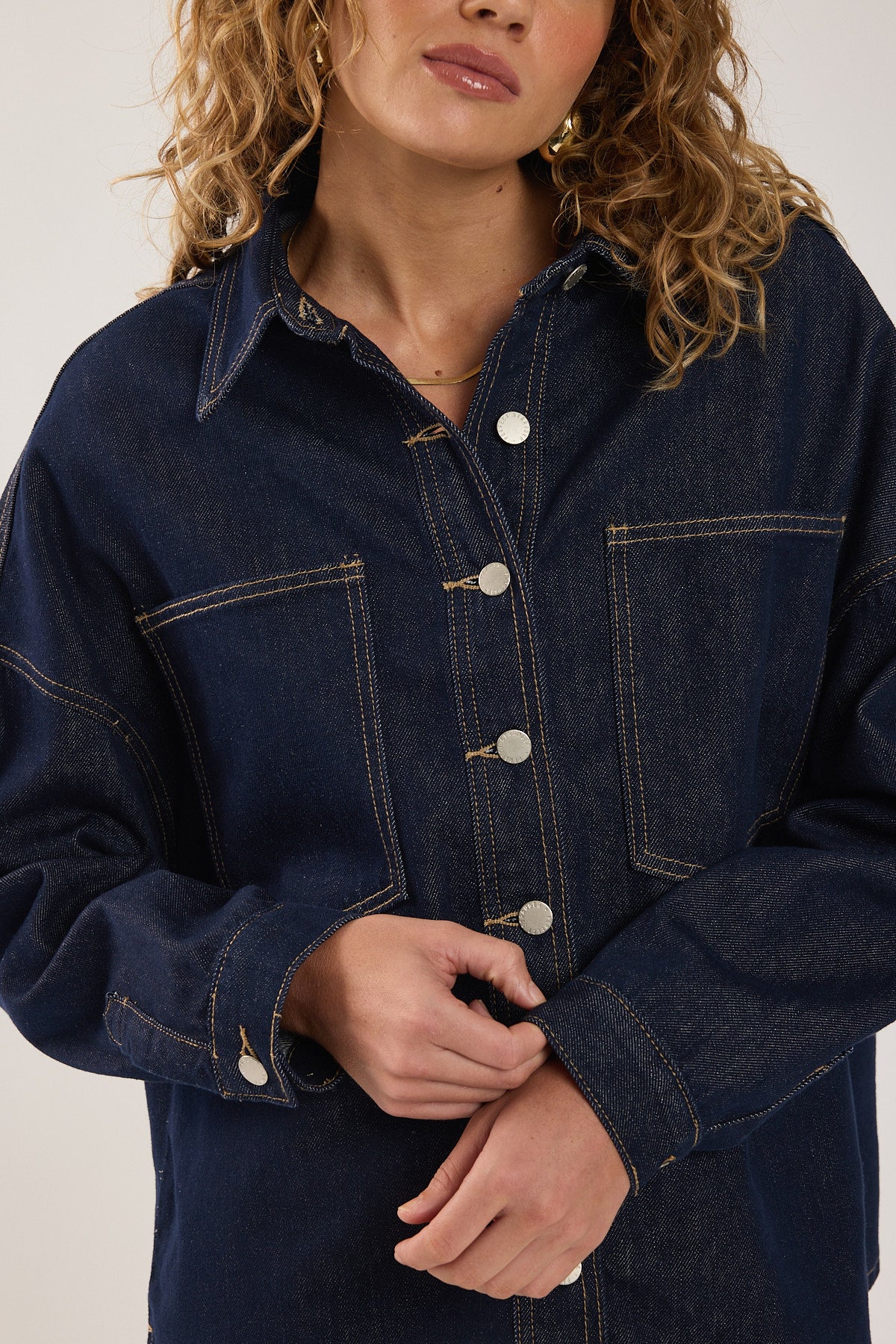 Perfect Stranger Wren Denim Over Shirt Dark Blue Denim