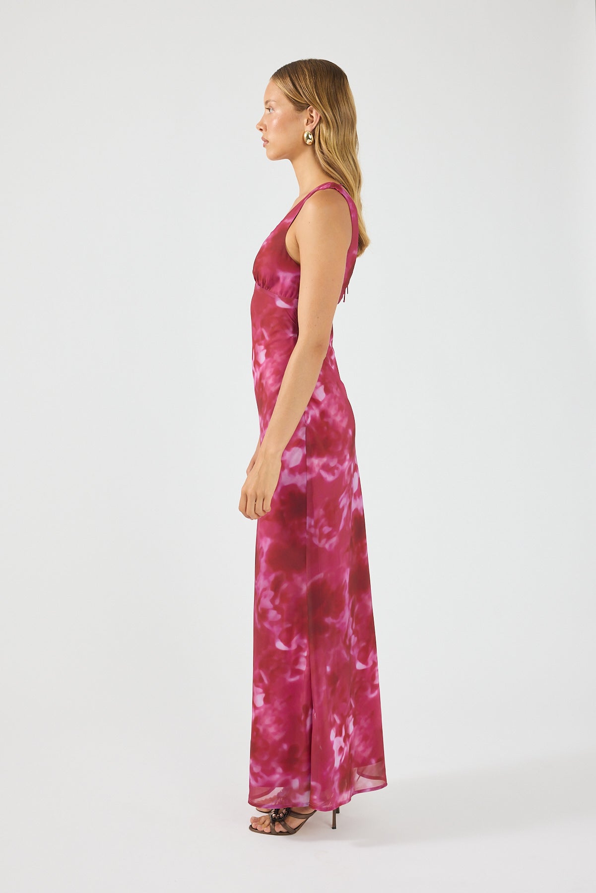 Perfect Stranger Cerise Maxi Dress Pink Print