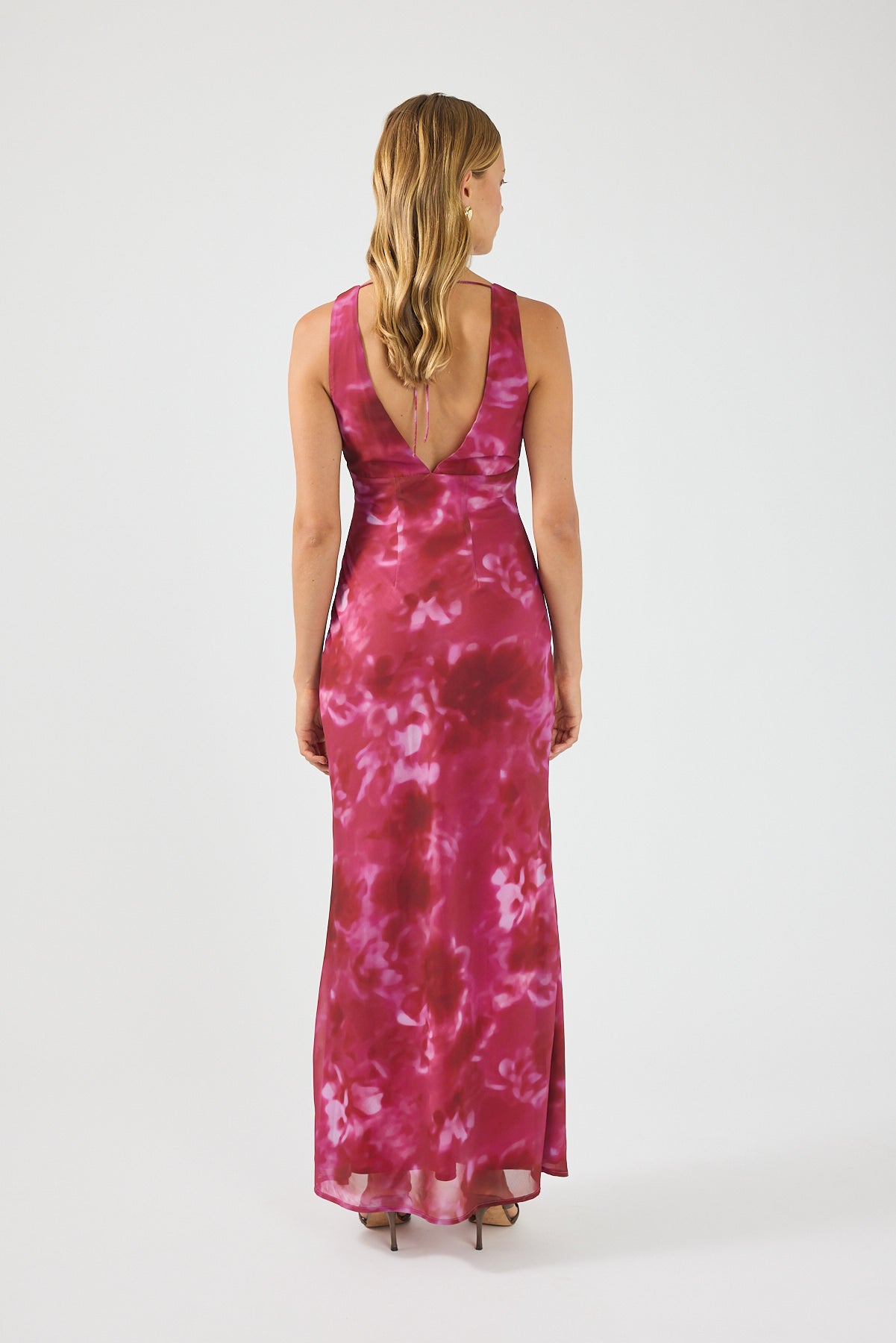 Perfect Stranger Cerise Maxi Dress Pink Print