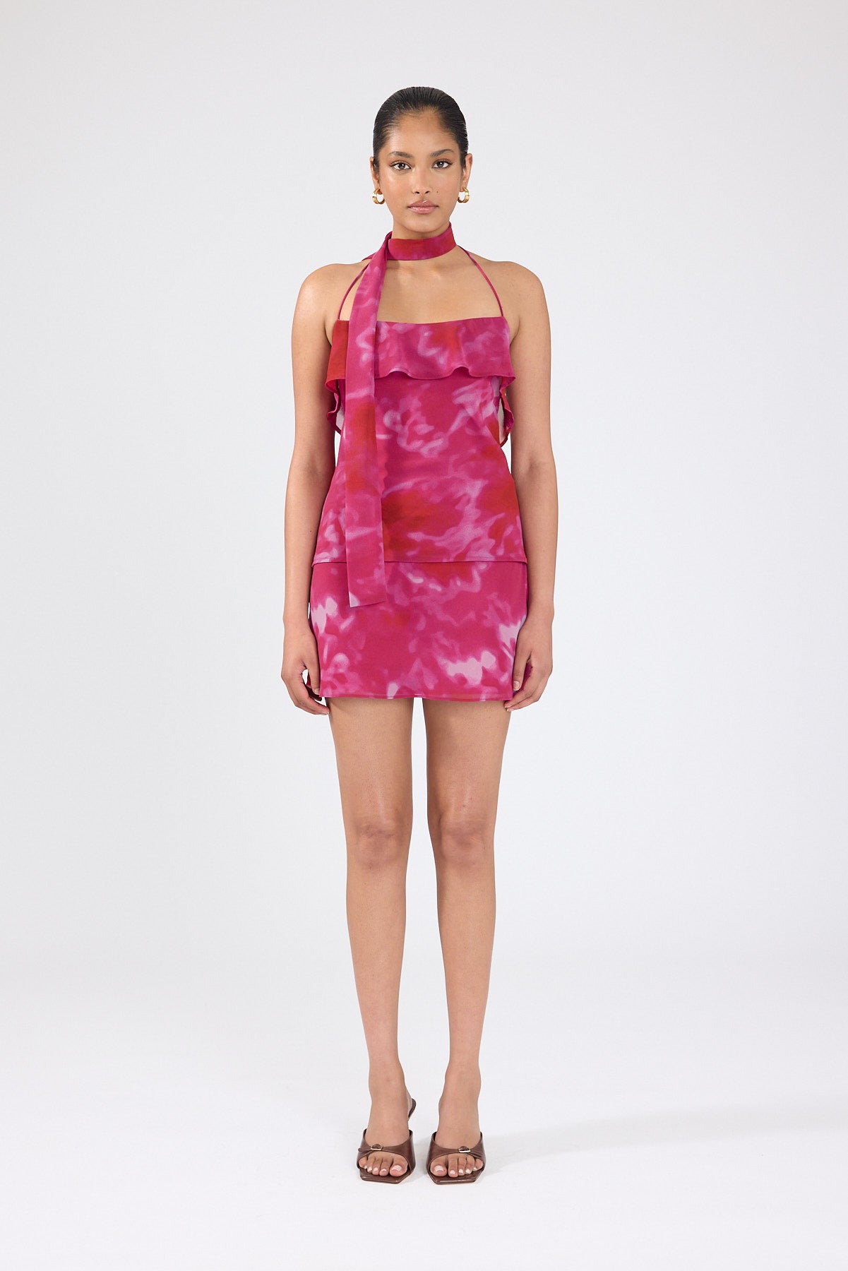 Perfect Stranger Cerise Scarf Top Pink Print