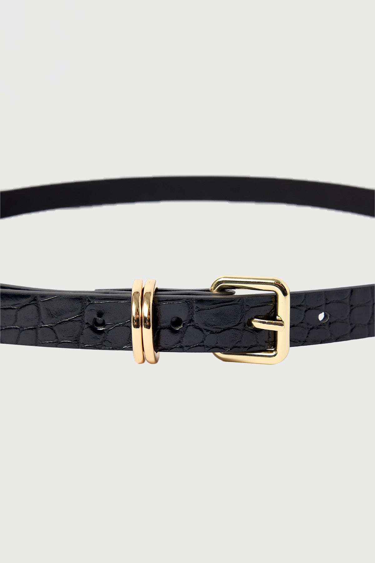 Perfect Stranger Ash Croc Thin Belt Black