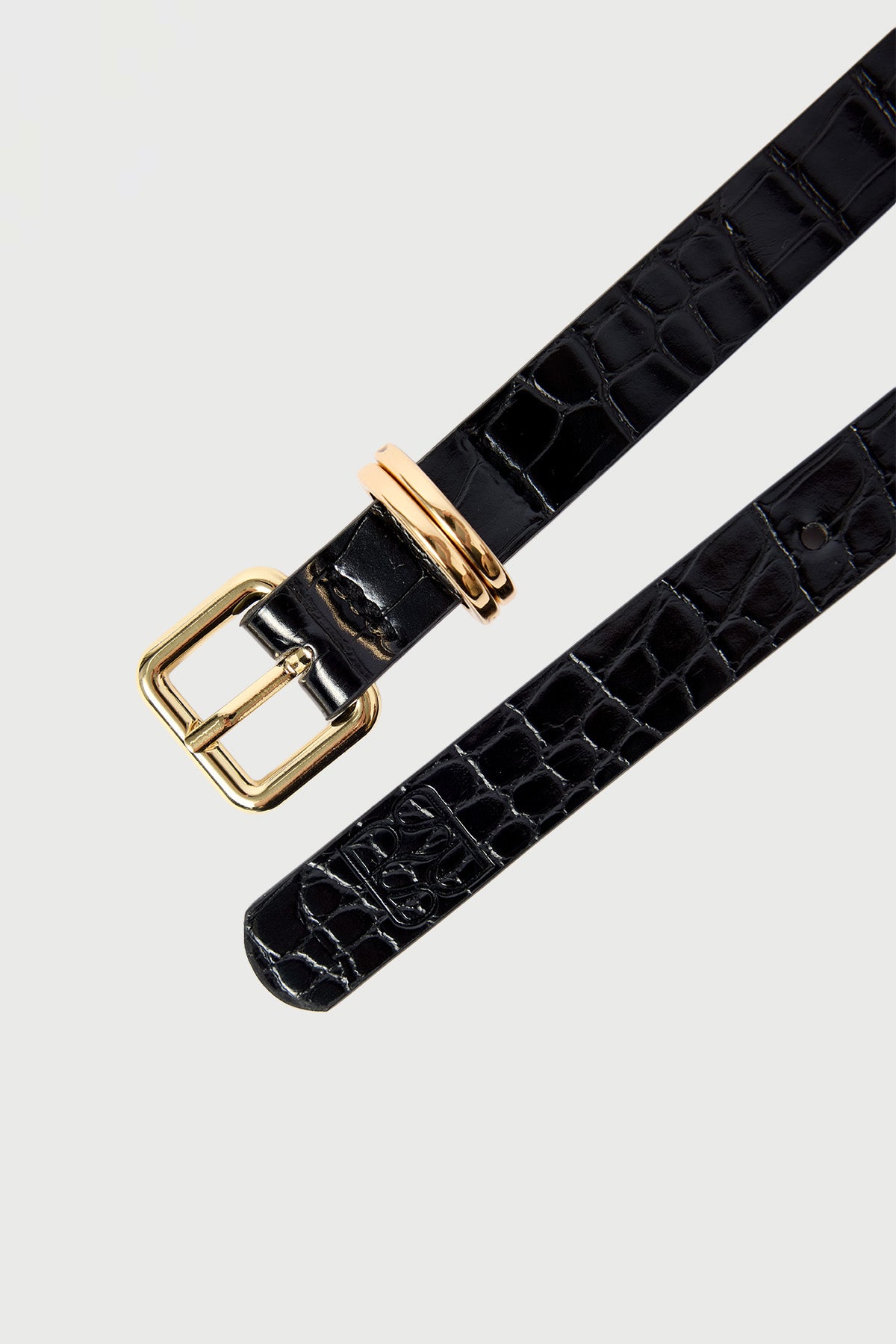 Perfect Stranger Ash Croc Thin Belt Black